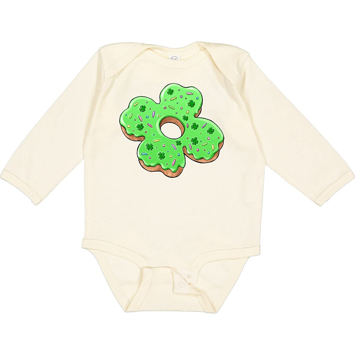 Inktastic St. Patrick's Day 4 Leaf Clover Donut Long Sleeve Baby Bodysuit - Cute Irish-Themed Outfit for Infants, Perfect for St. Paddy's Day Celebrations & Photo Shoots