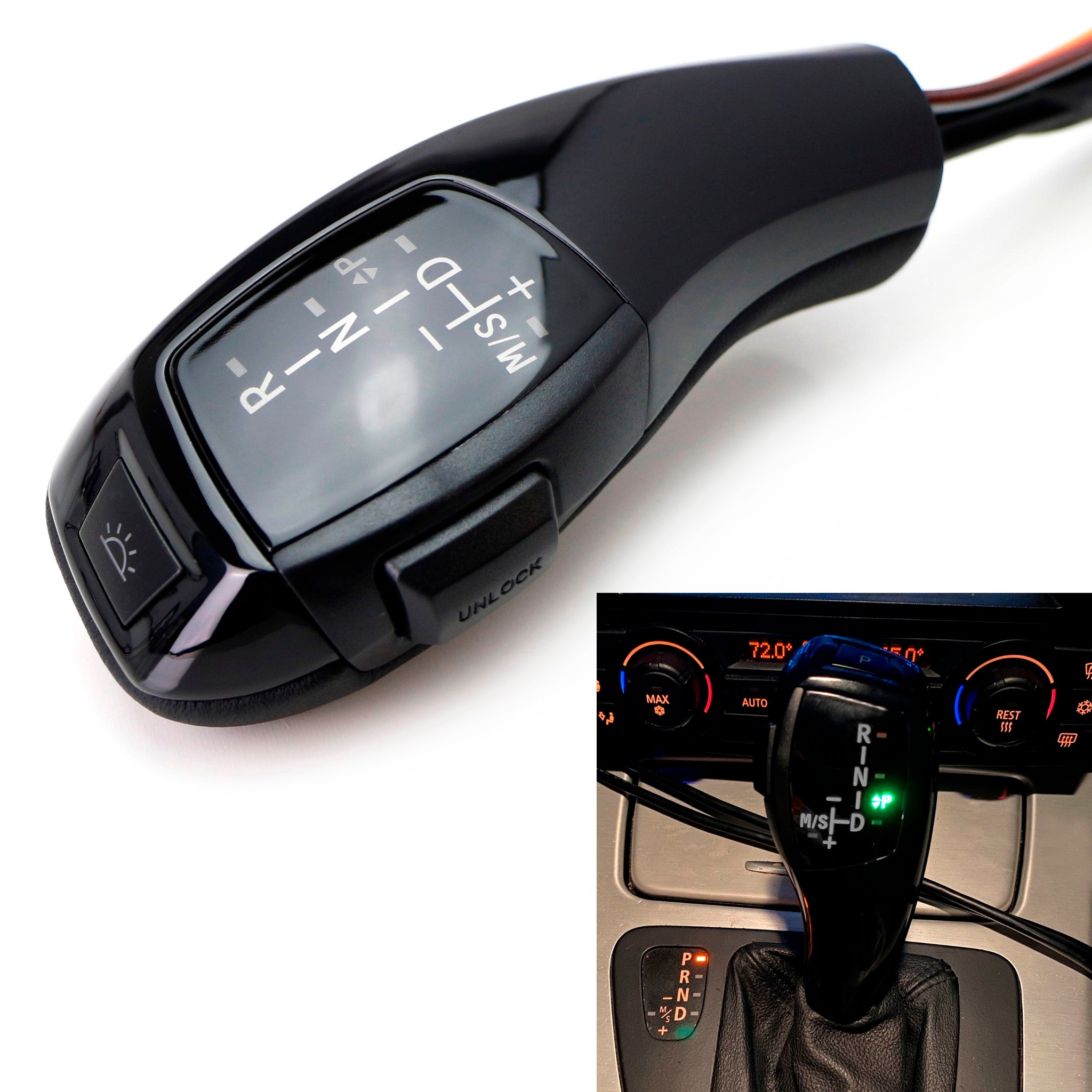 Gloss Black F30 Style LED Shift Knob Gear Selector Upgrade for BMW E90 E92 E93 - Premium Interior Accessory for Enhanced Driving Experience