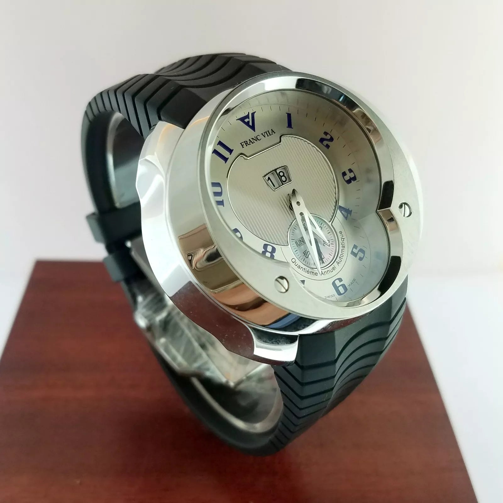 Franc Vila Esprit Unique Men's Stainless Steel Rubber Strap Watch - Luxury Sports Timepiece for Business, Casual & Outdoor Activities