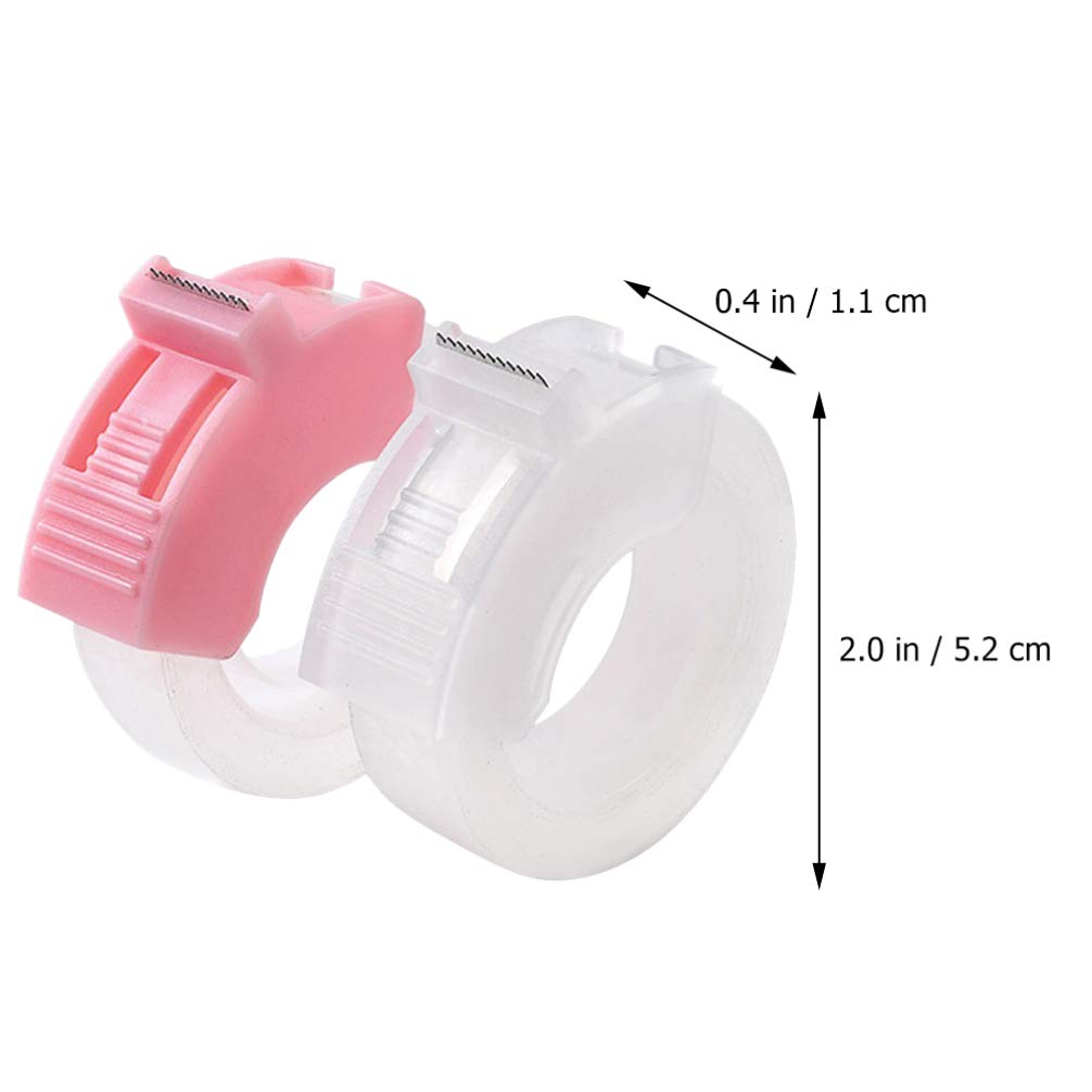 2 Pack Mini Plastic Tape Dispenser with Cutter - Portable Tape Holder for Office, School, Home & Crafting - Transparent Stationery Supply (Great for Wrapping Gifts, Organizing Desk & DIY Projects)