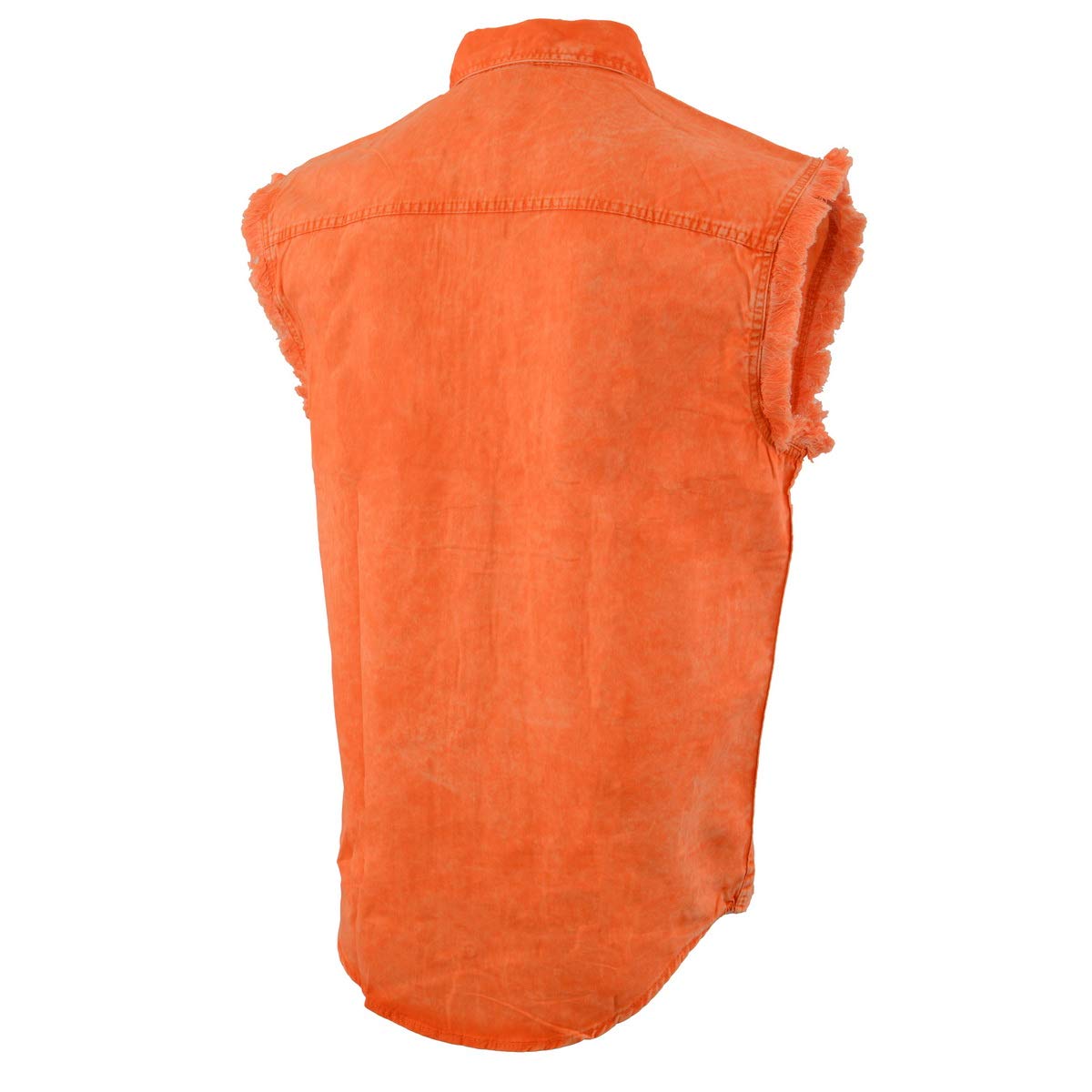Milwaukee Leather MDM11682.152 Men's Orange & Beige Sleeveless Shirt - Breathable Summer Casual Wear for Outdoor Activities & Beach Vacations