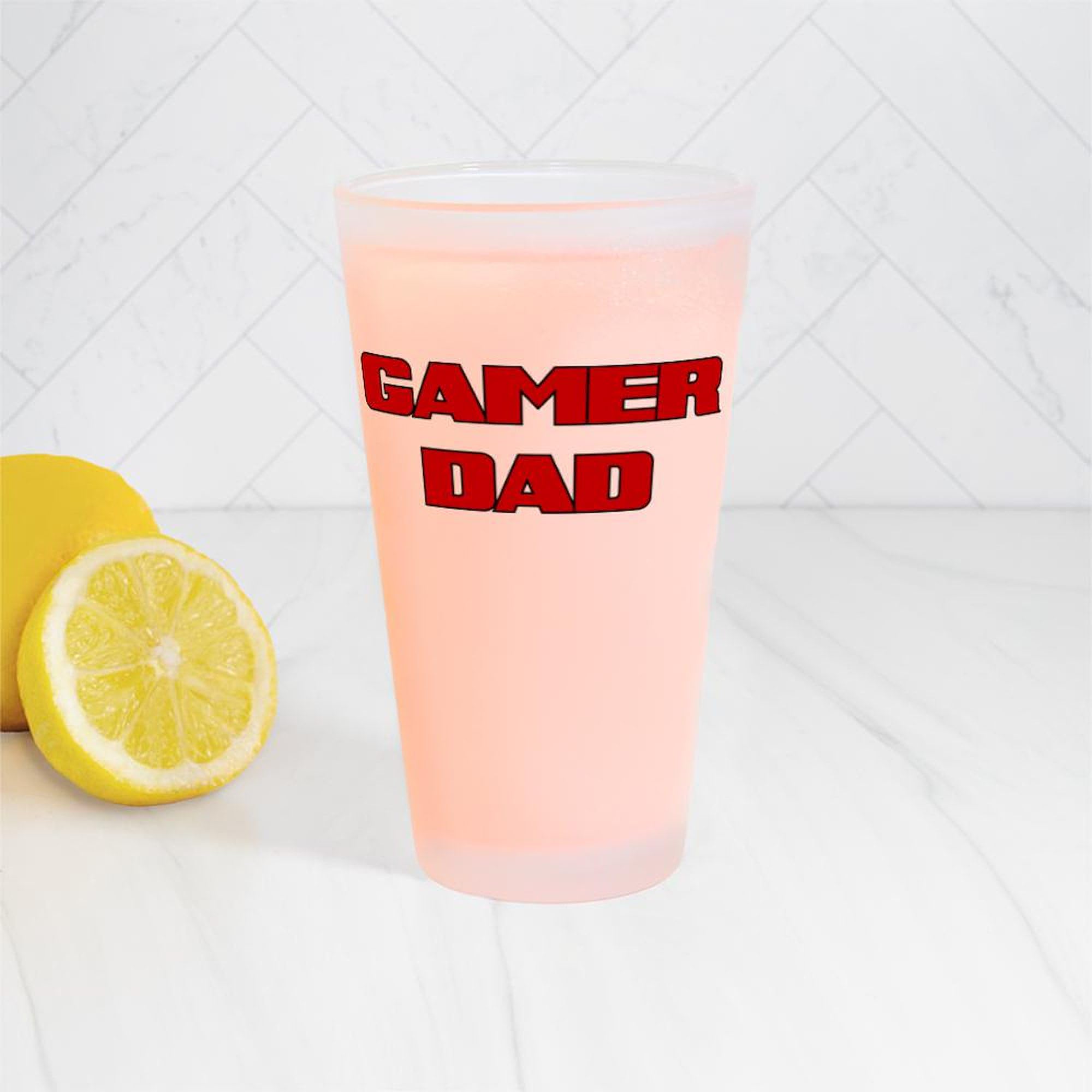 GAMER DAD 16 oz Pint Glass - Funny Video Game Themed Beer Mug for Fathers Day Gift, Gaming Party & Man Cave Decor