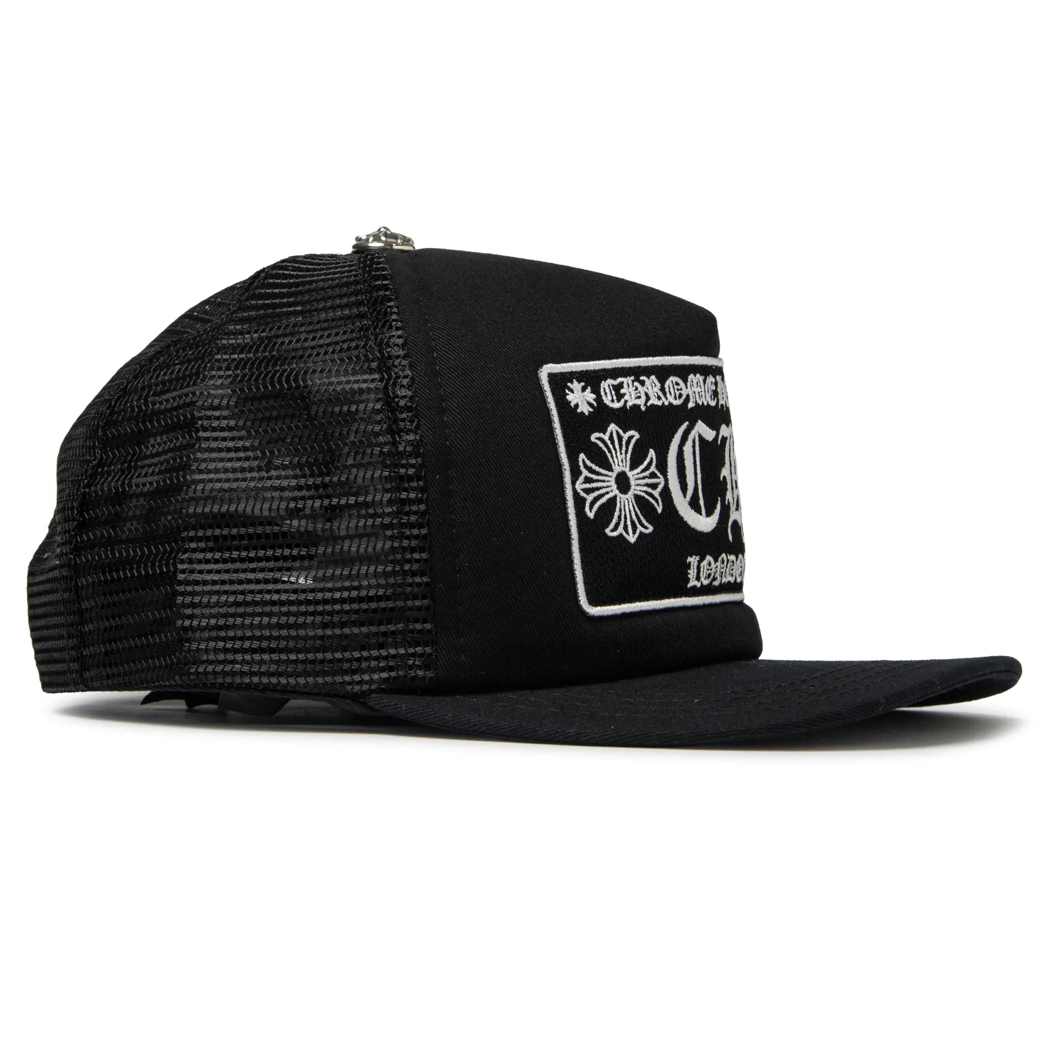Chrome Hearts CH London Black Trucker Cap - Stylish Unisex Baseball Hat for Men & Women - Perfect for Streetwear, Casual Outfits & Fashion Accessories