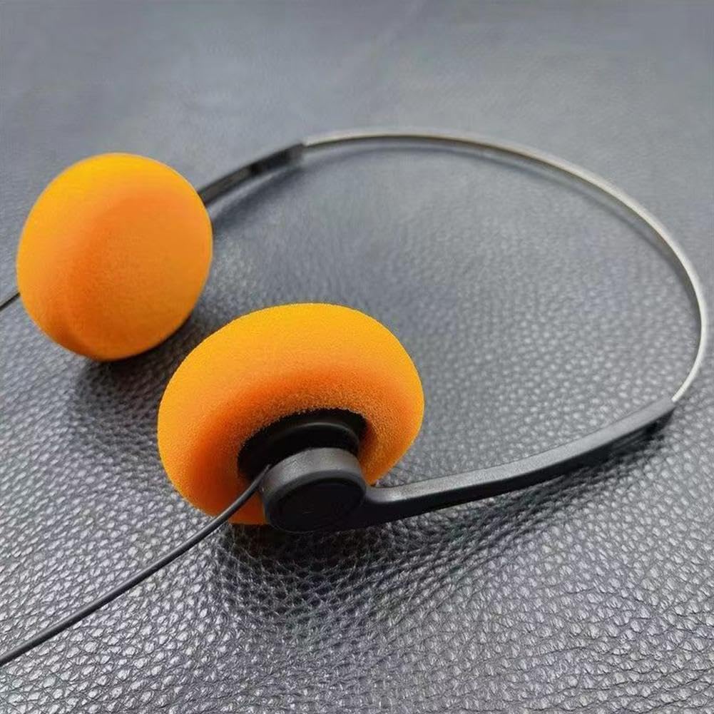 Vintage Orange Retro Over-Ear Headphones - Lightweight Hi-Fi Stereo Earphones with Walkman Style, Compatible with Most Mobile Phones & Playback Devices - Perfect for Music Lovers, Retro Enthusiasts & Vintage Fashion Accessories