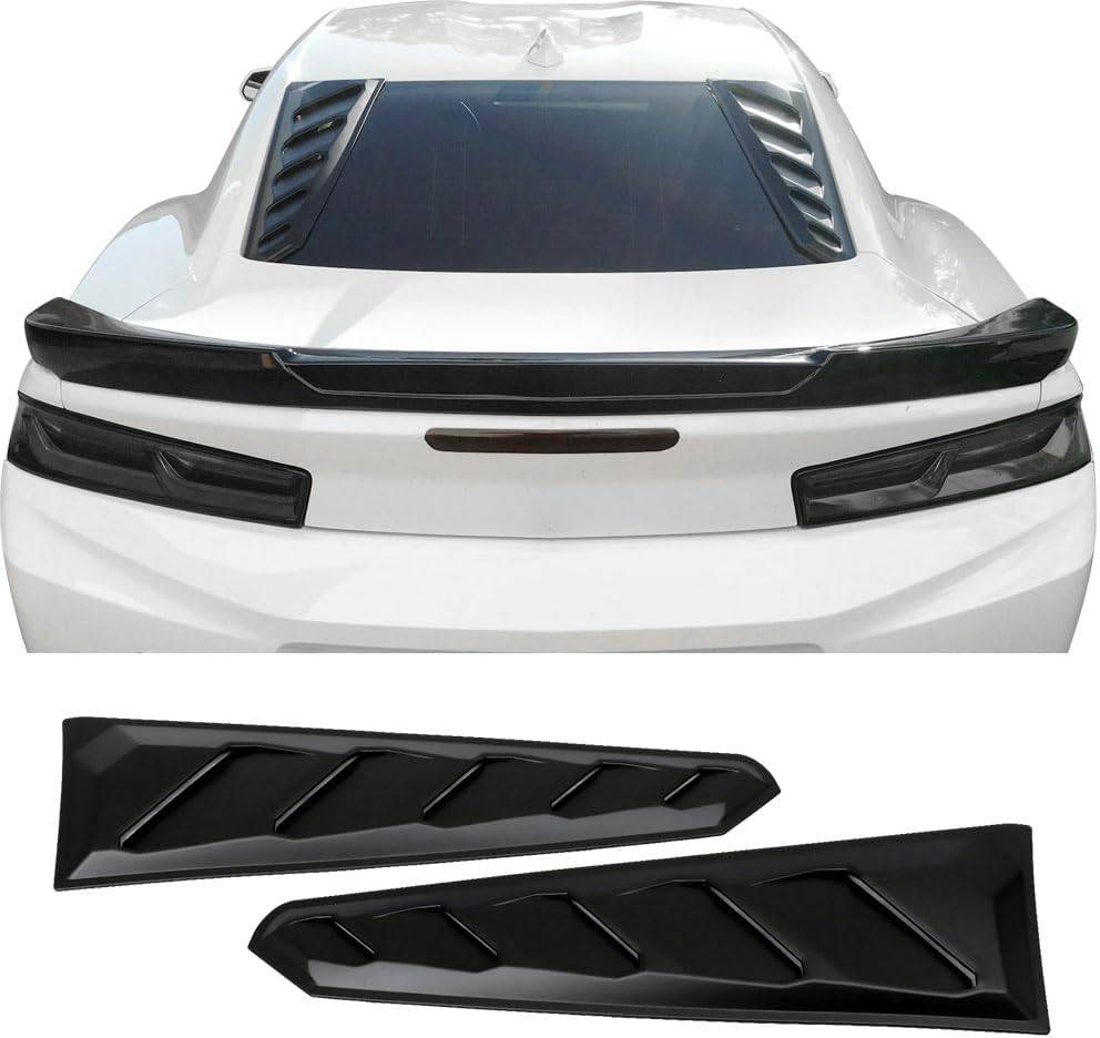 2016-2023 Chevy Camaro Rear Window Louvers - Black ABS Plastic Pair - Custom Fit for Camaro Coupe - Enhances Style & Sun Protection for Daily Driving & Car Shows