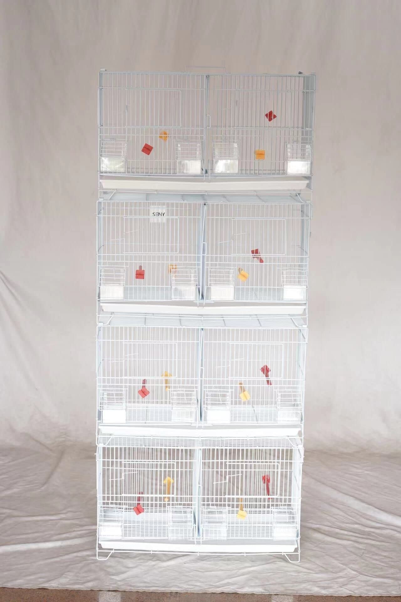 Seny 4-Piece Stackable Breeding Bird Cage Set for Canaries, Finches & Small Birds - White | Perfect for Home Aviary, Pet Store Display & Backyard Bird Breeding