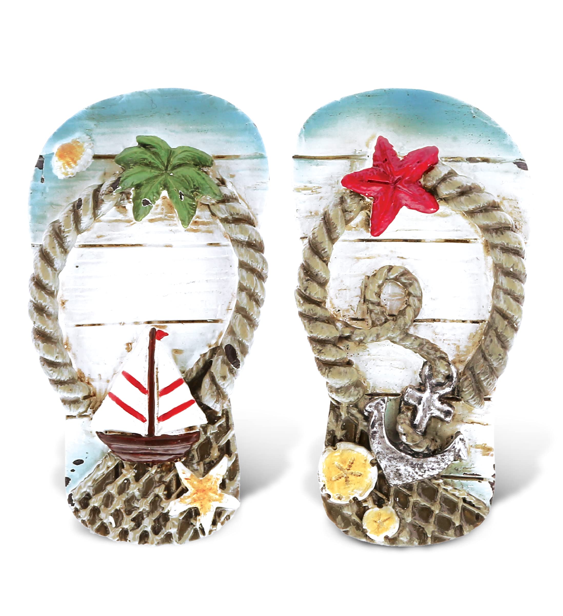 CoTa Global Set of 2 Nautical Beach Flip Flop Refrigerator Magnets - Cute Ocean-Themed Resin Fridge Magnets for Kitchen, Office & Home Decor | Perfect for Coastal Decor, Beach House Accessories & Summer Themed Spaces