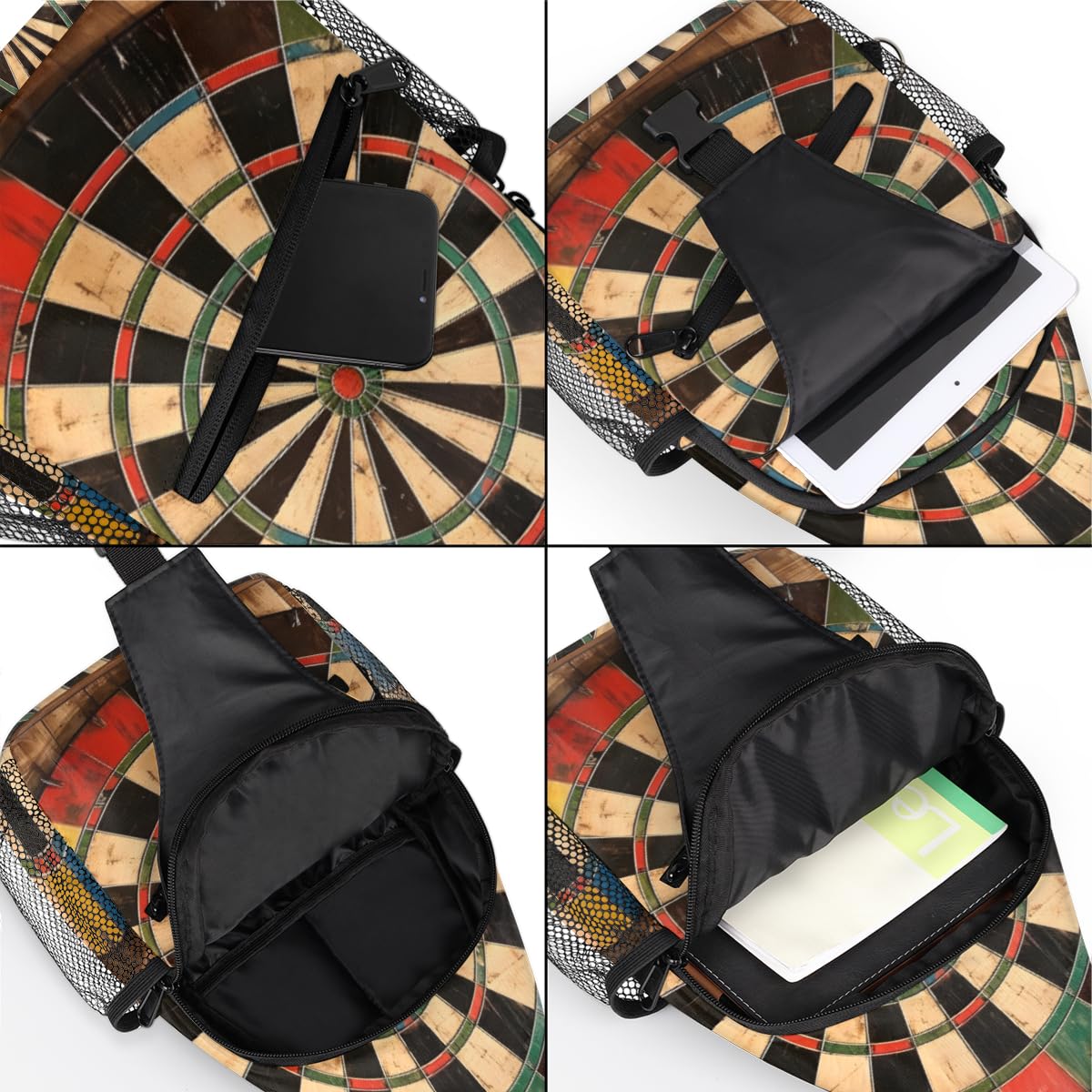 TropicalLife Printed Dart Board Sling Backpack - Unisex Crossbody Shoulder Bag for Men & Women - Lightweight Chest Daypack for Travel, Hiking, Sports & Outdoor Adventures
