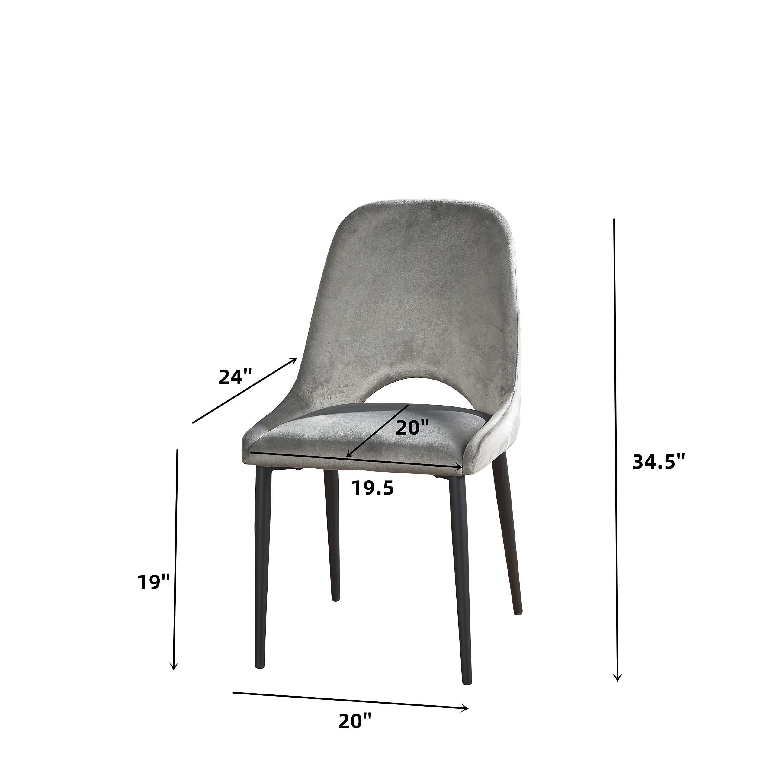 Velvet Upholstered Dining Chairs Set of 2 - Modern Armless Side Chairs with Sturdy Metal Legs for Dining Room, Kitchen, Living Room, Vanity or Patio | Perfect for Home Decor, Entertaining Guests & Small Space Dining