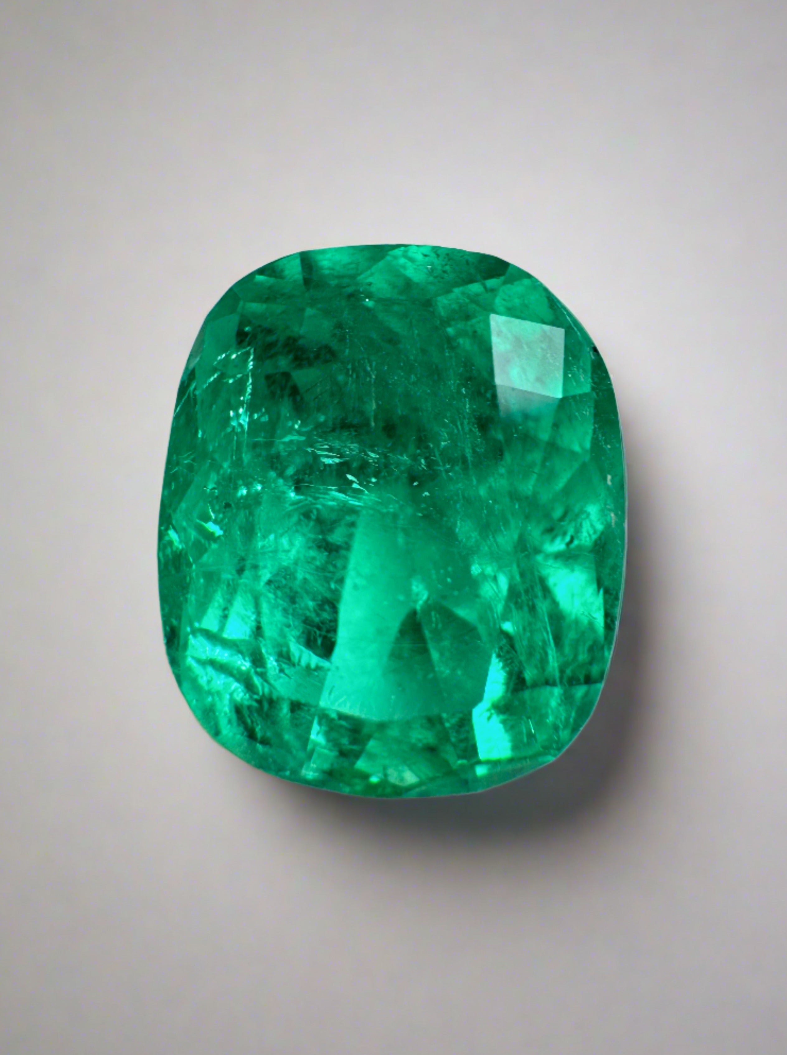 3.84 Carat Natural Colombian Emerald Loose Gemstone - 10.4x9mm Cushion Cut, Intense Medium Green Color - Perfect for Jewelry Making, Engagement Rings & Luxury Gifts