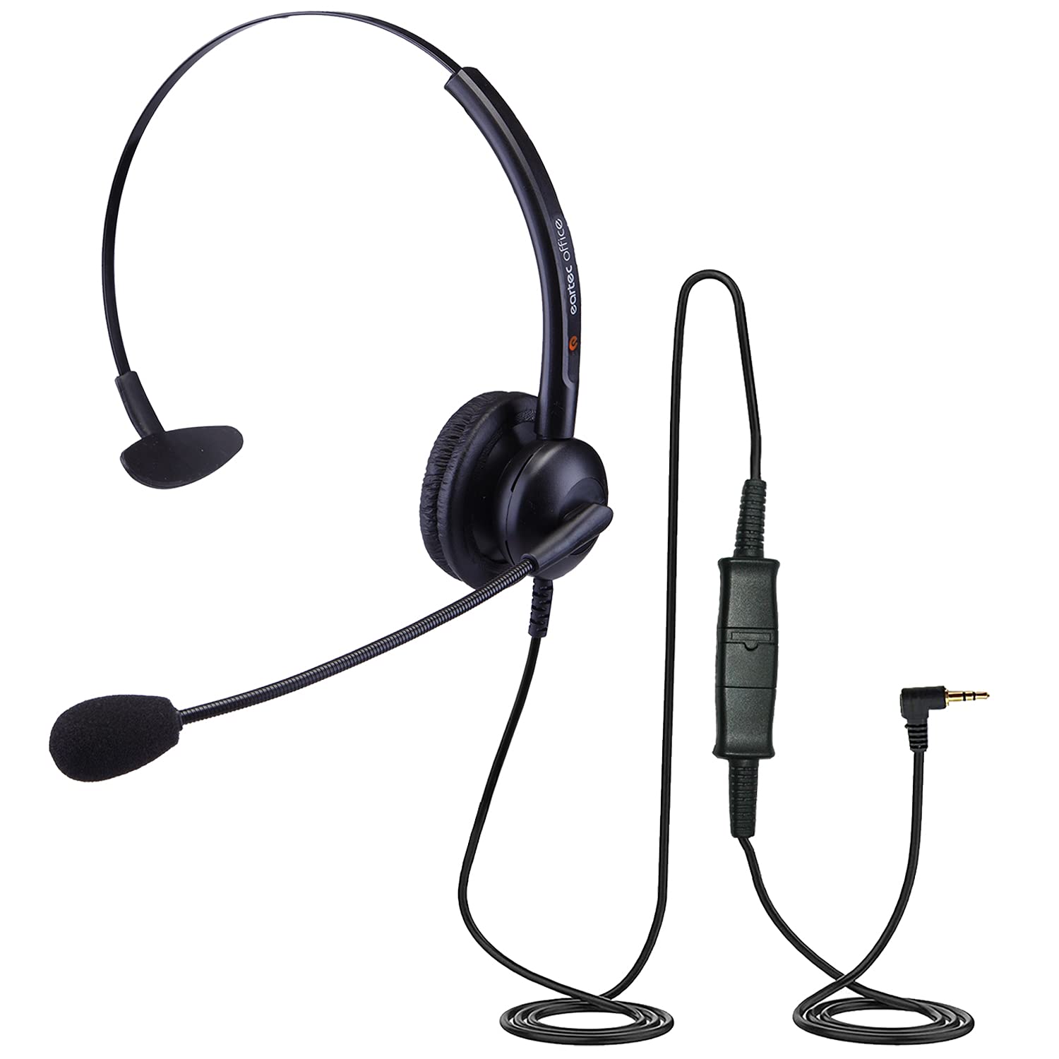 Eartec Single Ear Office Headset Compatible with Panasonic KX-DT321, KX-DT333, KX-DT343, KX-DT346, KX-DT521, KX-DT543 & KX-DT546 Digital Phones - Includes Free 2.5mm Jack Cable (Model QD011) - Ideal for Call Centers, Customer Service & Office Communications