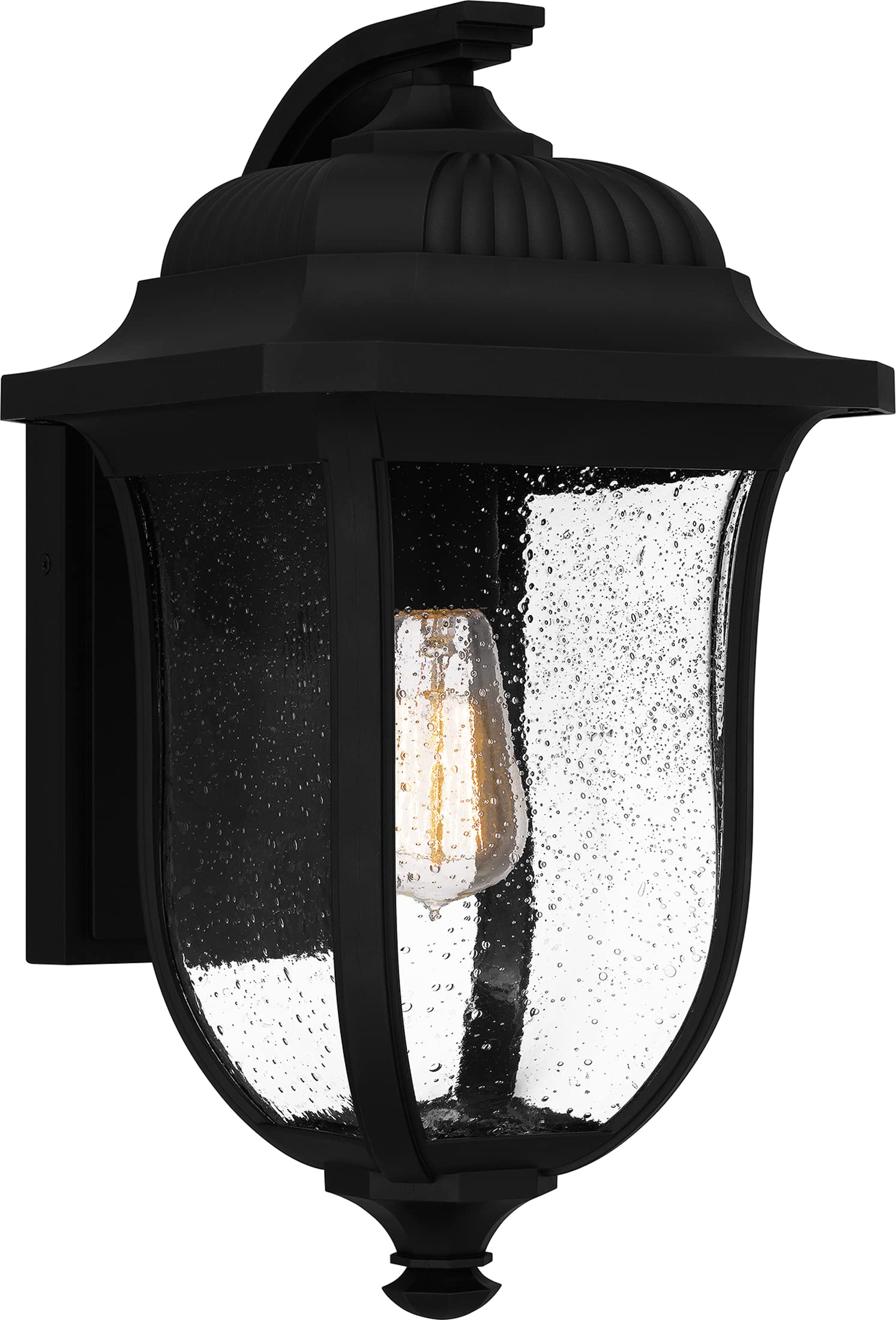 Quoizel Mulberry 1-Light Matte Black Outdoor Wall Lantern - Weatherproof Exterior Lighting for Porch, Patio, and Garden Decor