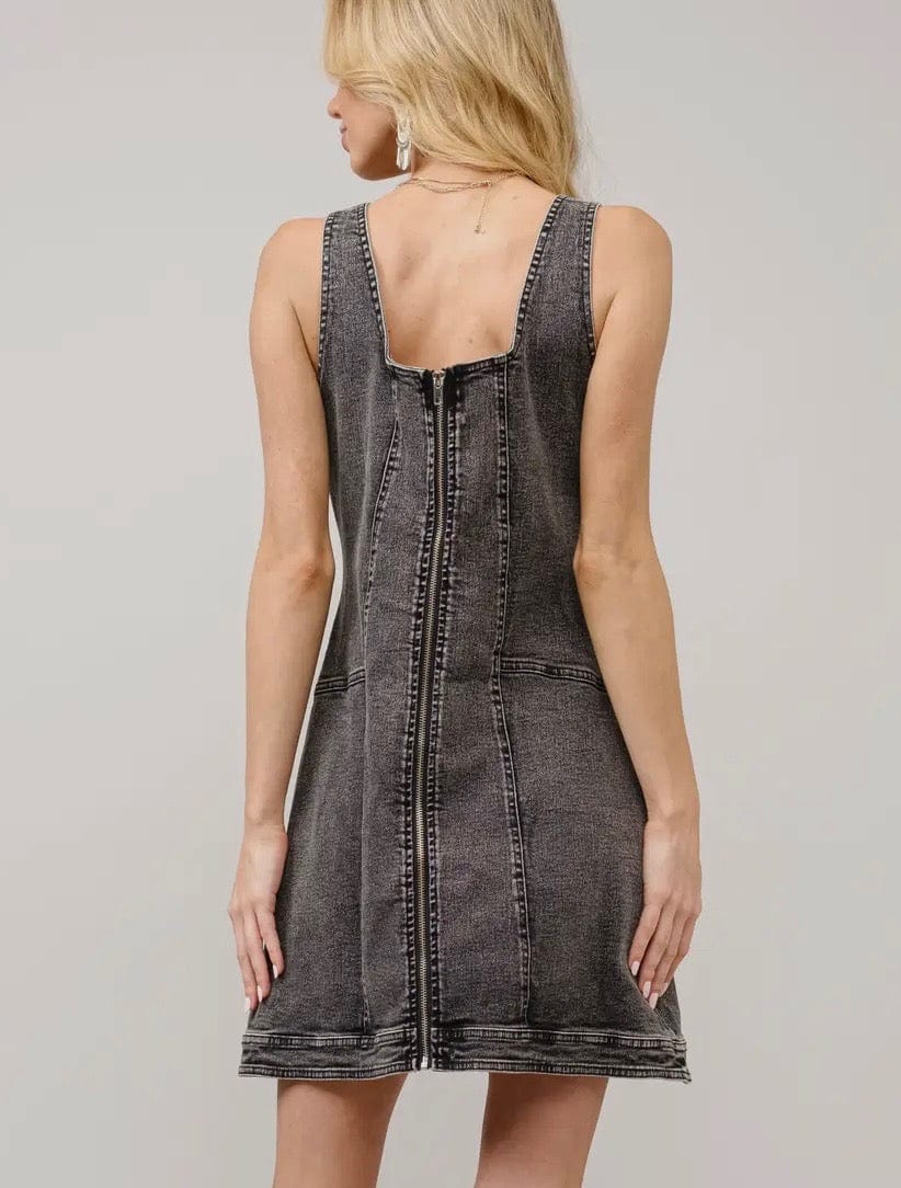 Women's Charcoal Denim Buckle Strap Dress - Stylish Casual & Party Wear for Women | Perfect for Date Night, Office & Evening Outings