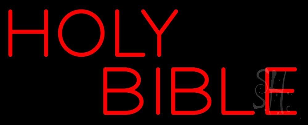 Red Holy Bible LED Neon Sign 13x32 Inches - Black Square Acrylic Backing with Dimmer - Premium Indoor Wall Decor for Home, Church, Office, Retail Store - Perfect for Religious Events, Bible Study Rooms & Christian Gift Shops