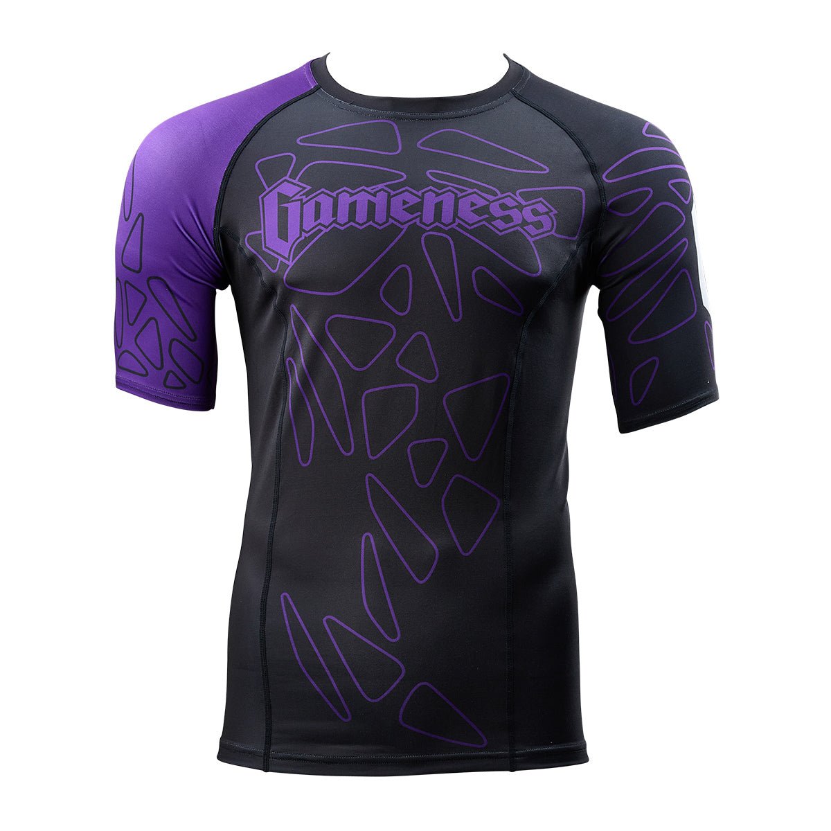 Gameness Men's Short Sleeve Pro Ranked Rash Guard - BJJ MMA Training Shirt for Grappling, Jiu-Jitsu & Combat Sports - Moisture Wicking & UV Protection