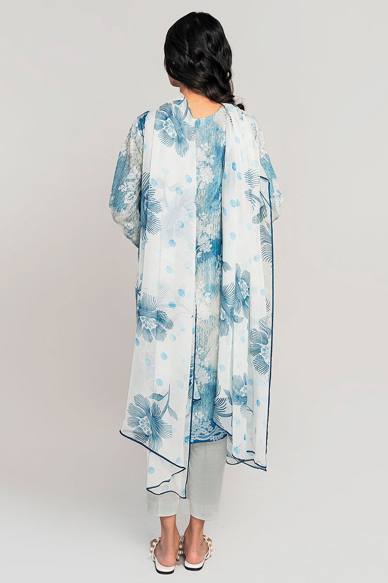 LUNAR SKY 3PC PRINTED LAWN SUIT for Women - Floral Design Casual Outfit - Perfect for Summer, Parties & Special Occasions