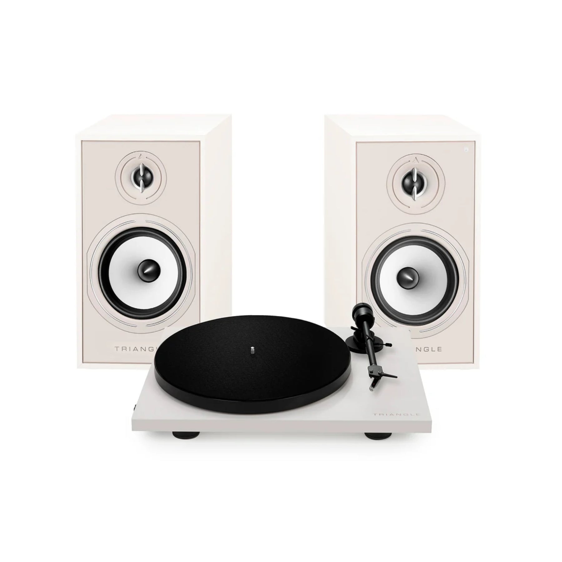 Triangle Lunar 1 Turntable with Borea BR03 Wireless Bookshelf Speakers - Hi-Fi Vinyl Record Player & Bluetooth Speaker System for Home Audio, Living Room, and Studio Use