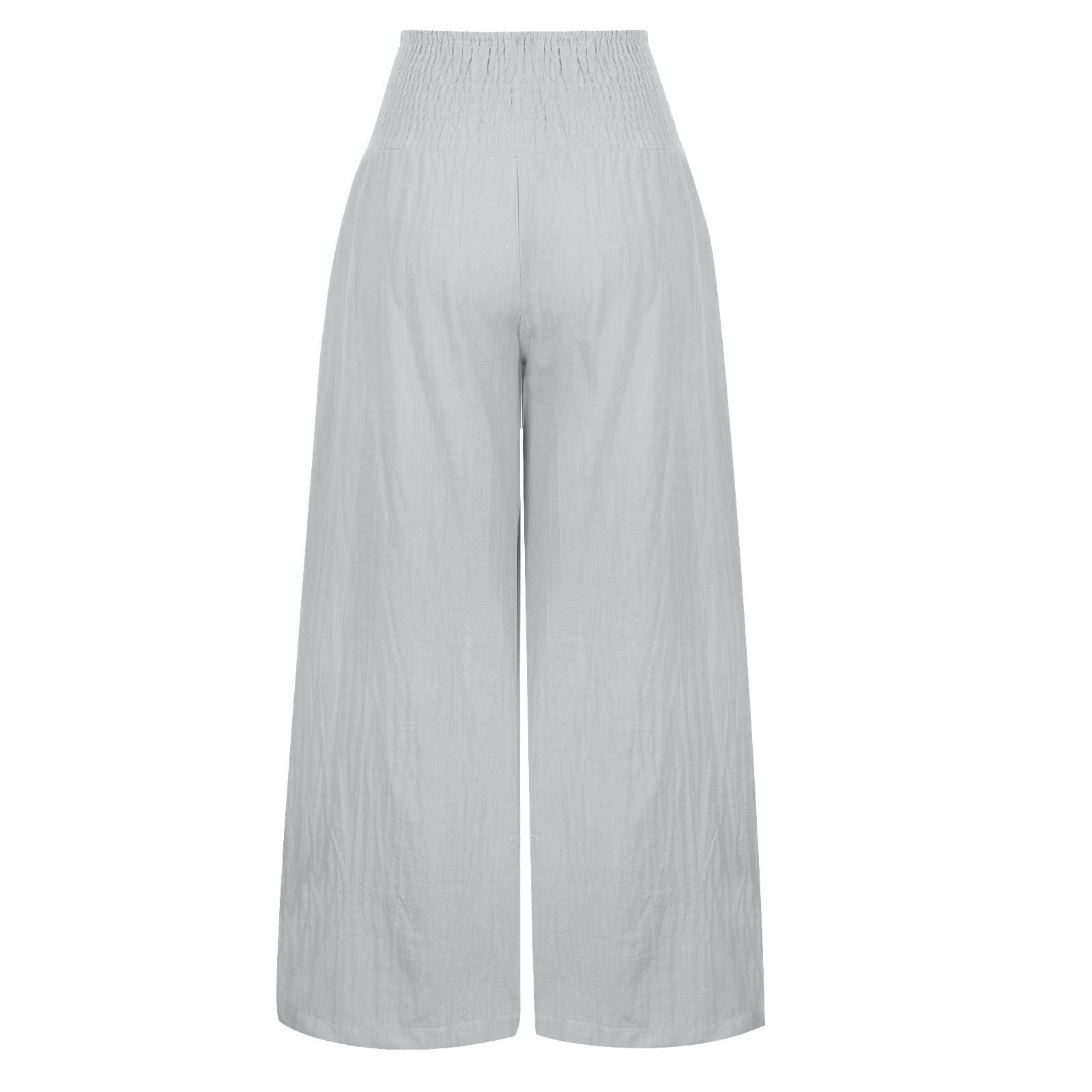 Women's High Waist Wide Leg Palazzo Pants - Solid Color Pleated Trousers with Straight Pockets | Comfortable Loose Fit for Office, Travel & Casual Wear