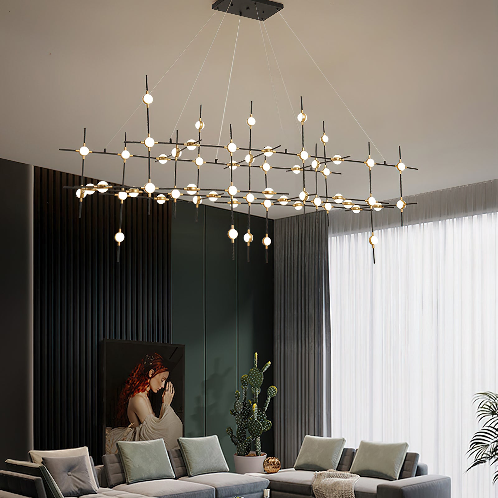 Dorney Floating Ball Chandelier - Modern Crystal Glass Ceiling Light Fixture for Dining Room, Living Room, Bedroom & Entryway | Elegant Home Decor Lighting for Weddings, Restaurants and Luxury Spaces