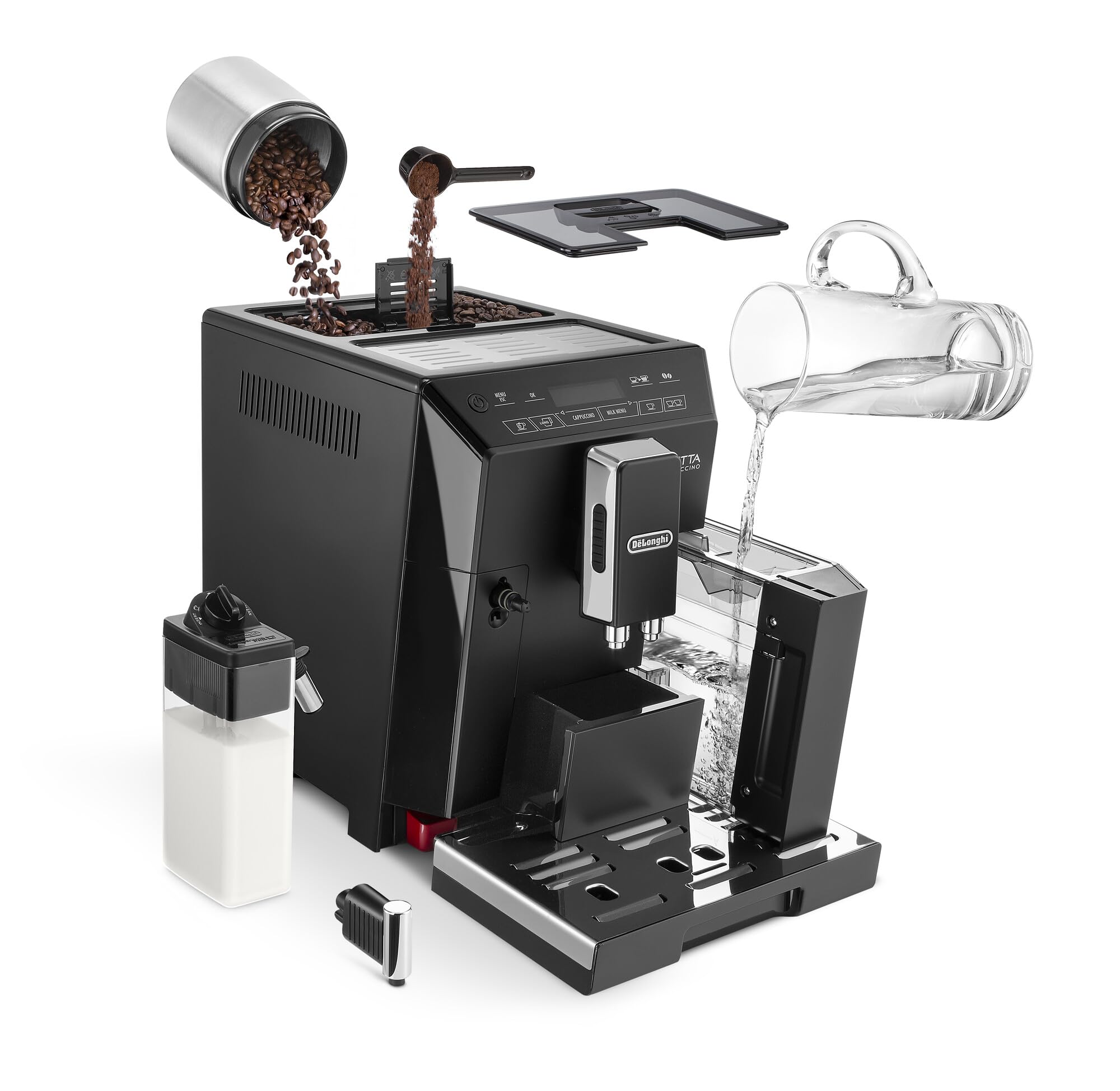 De'Longhi ECAM 44.660.B Super Automatic Espresso Machine - 15 Bar Pressure, LED Panel, Automatic LatteCrema Cappuccino, Self-Cleaning - Black - Perfect for Home & Office Coffee Lovers