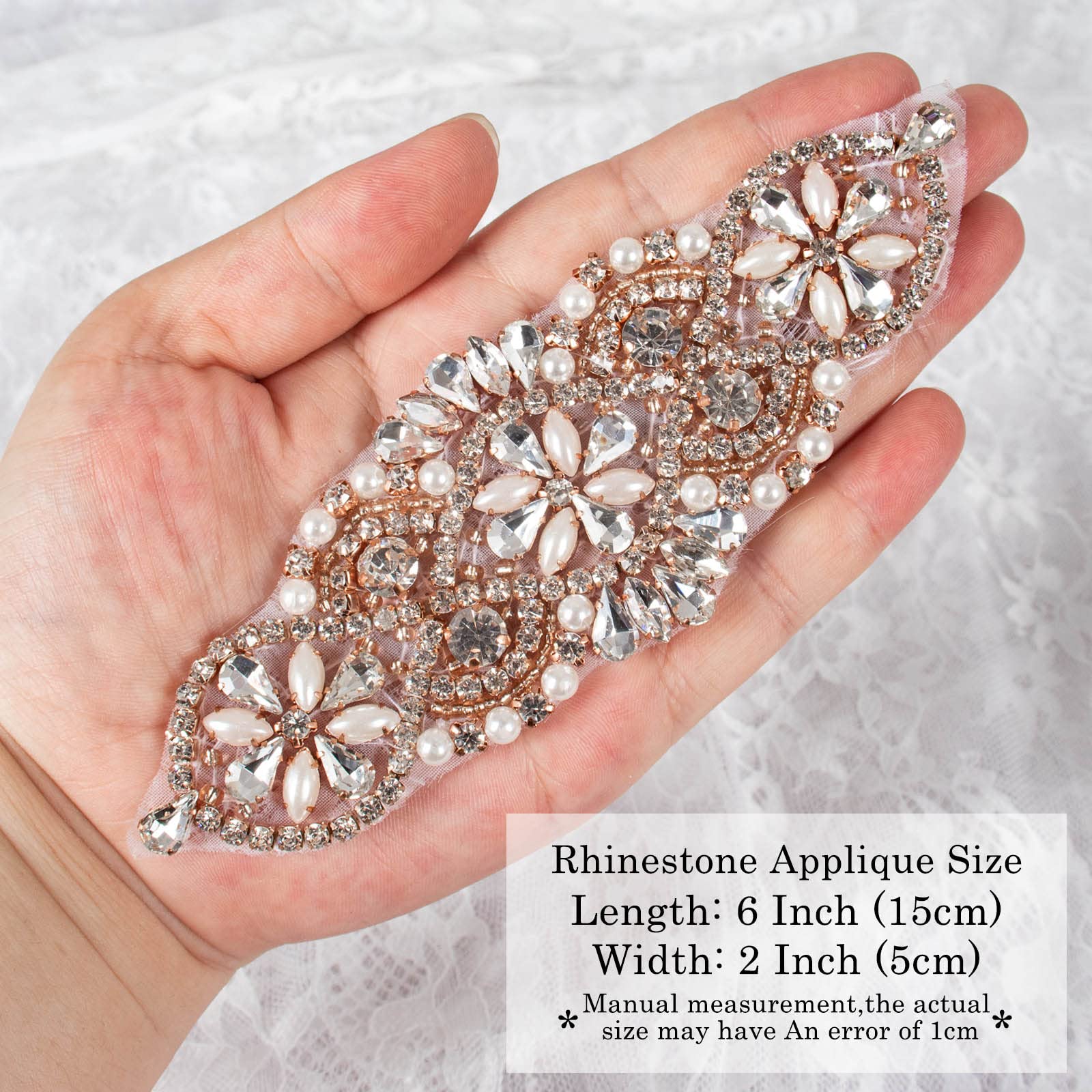 Elegant Rhinestone Wedding Belt for Women - Iron On Patches, Rose Gold Trim Bridal Sash Garter Belt (010-Rose Gold) | Perfect for Bridal Showers, Weddings & Special Occasions