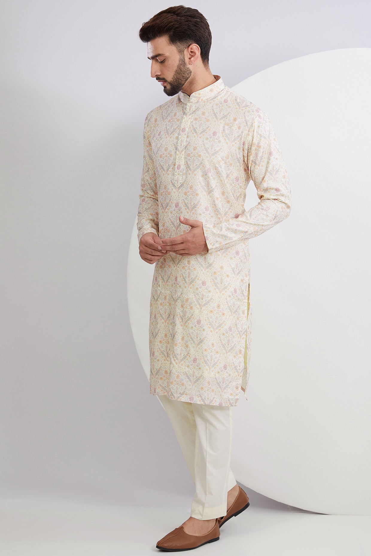 Ivory Embroidered Kurta for Women - Elegant Traditional Indian Tunic - Perfect for Festivals, Weddings & Casual Wear