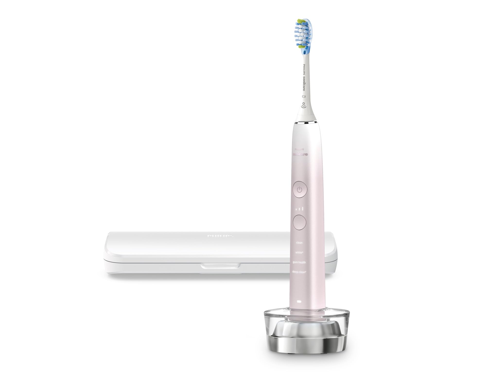Philips Sonicare DiamondClean 9000 Special Edition Rechargeable Electric Toothbrush - HX9911/90 in White & Pink | Professional Teeth Cleaning for Whitening, Plaque Removal & Gum Care | Perfect for Travel & Home Use