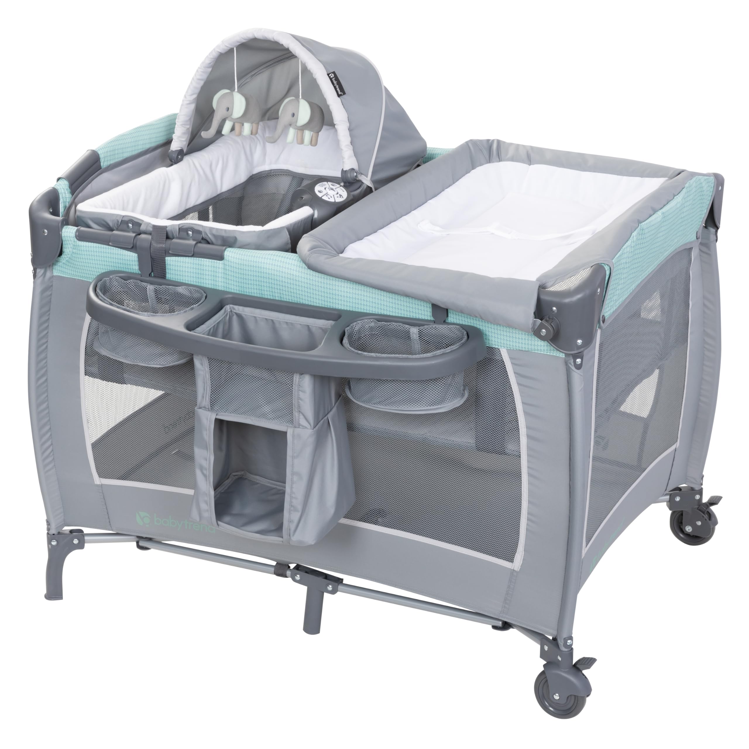 Baby Trend Lil' Snoppe Deluxe III Portable Infant Bassinet - Lightweight & Breathable Cozy Mint Design for Newborns | Perfect for Nursery, Travel & Bedside Sleeping