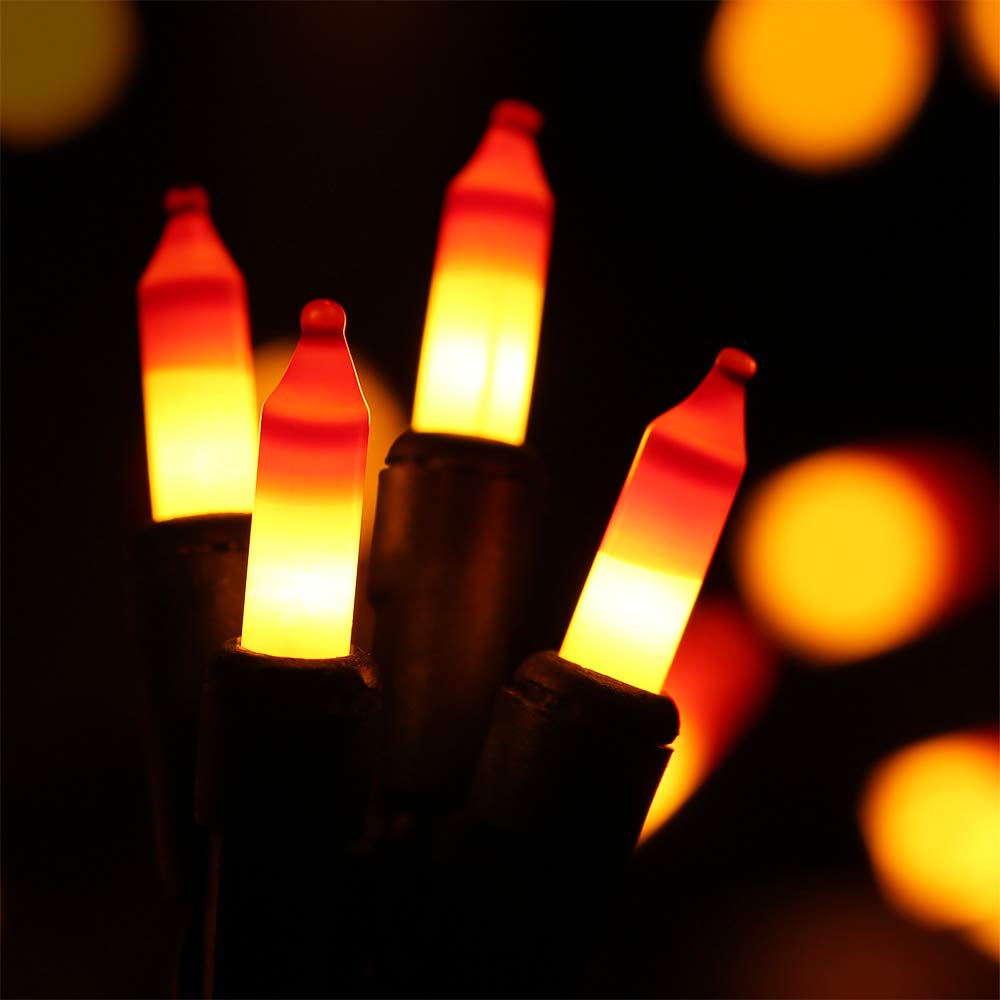 Halloween String Lights - 24ft 100 LED Orange & Yellow Mini Bulbs, Indoor/Outdoor Halloween Decorations for Yard, Garden, Party, Home, Holiday | Perfect for Halloween Porch Lighting & Spooky Atmosphere