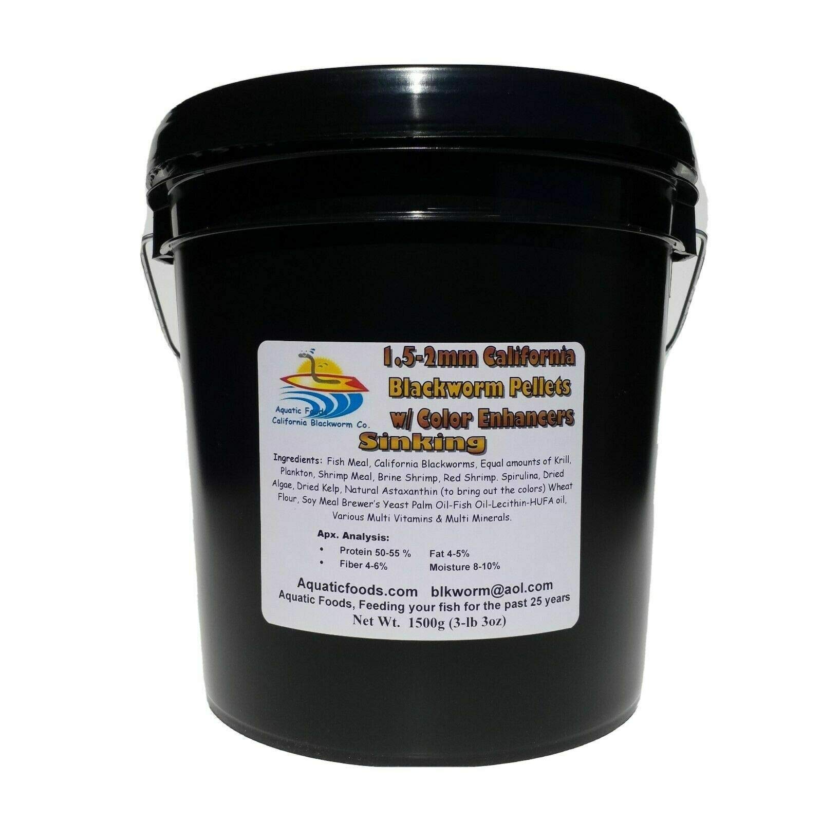 Premium California Blackworm Pellets 1.5-2mm - Sinking Fish Food with Color Enhancers & Vitamins | Ideal for Tropical Fish, Betta, Goldfish & Aquatic Pets