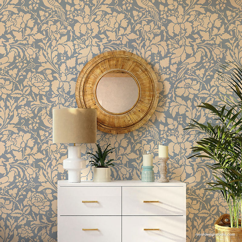 French Floral Damask Wall Stencil - Reusable DIY Painting Template for Home Decor, Bedroom, Nursery & Living Room - Perfect for Accent Walls, Furniture & Craft Projects