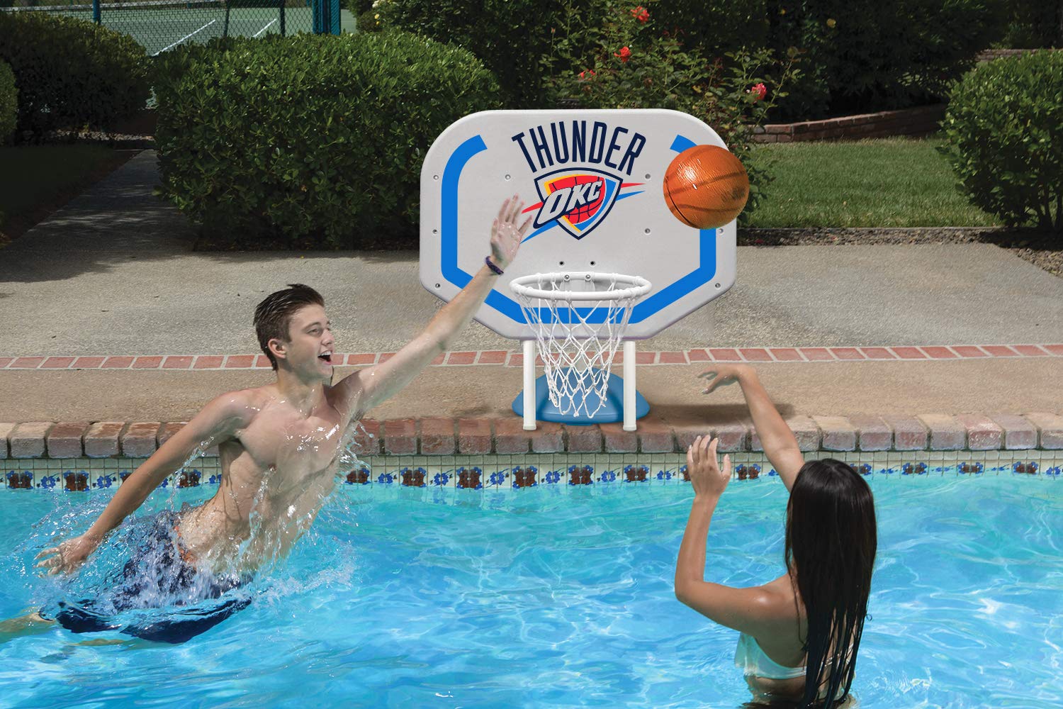 Poolmaster Rebounder Poolside Basketball Game - Portable Inflatable Basketball Hoop for Swimming Pool Fun - Perfect for Backyard, Beach, and Summer Outdoor Activities