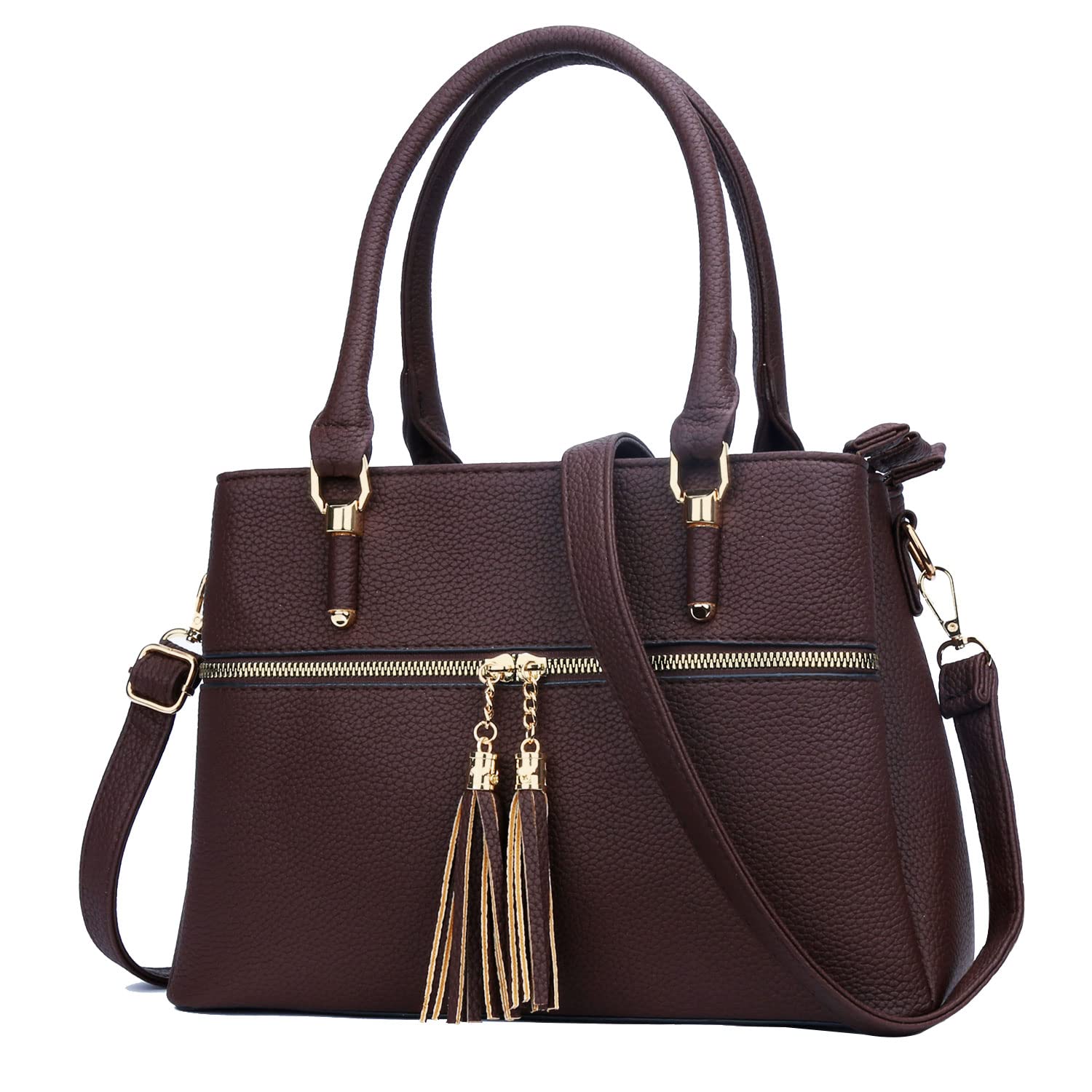 KKXIU Women's Leather Crossbody Bag with Zipper Pockets - Stylish Satchel Shoulder Purse for Work, Travel & Everyday Use