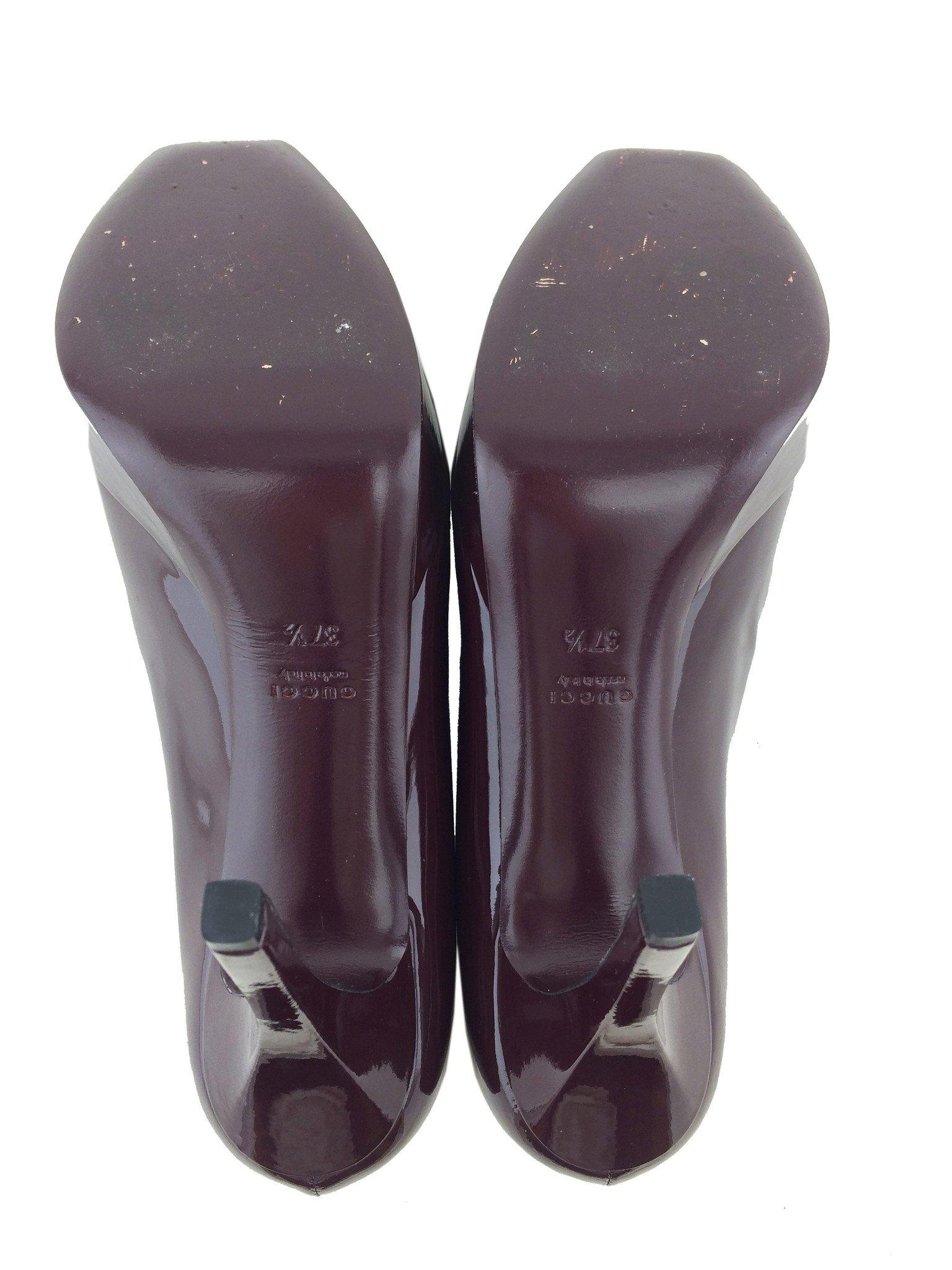 Gucci Patent Leather Square Toe Platform Pumps Women's Size 7.5 - Elegant High Heels for Parties, Weddings & Office Wear