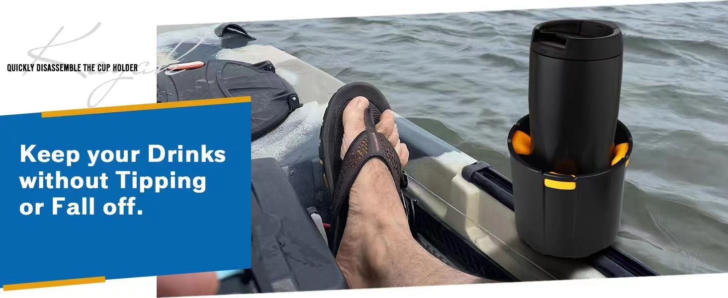 **Multi-Functional Kayak Cup Holder & Accessory Organizer – Drink, Bottle, Phone & Fishing Gear Storage – Kayak Track Mount Installation – Perfect for Fishing, Camping & Water Sports**