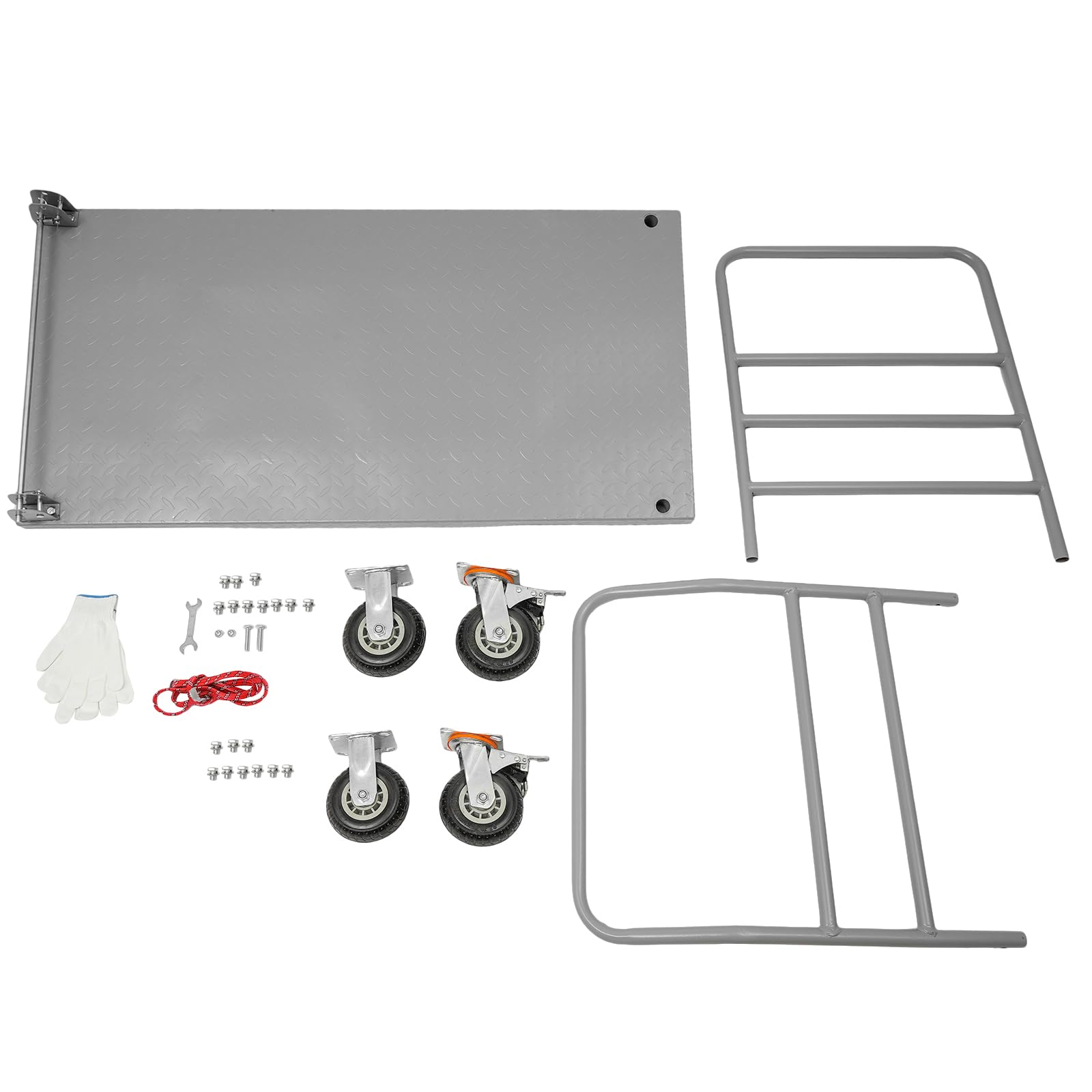 48in x 24in Heavy Duty Platform Truck Cart - 2200LBS Capacity Foldable Push Cart Dolly with 6'' Wheels & Detachable Rear Guardrail | Steel Moving Platform Truck for Warehouse, Home & Industrial Use