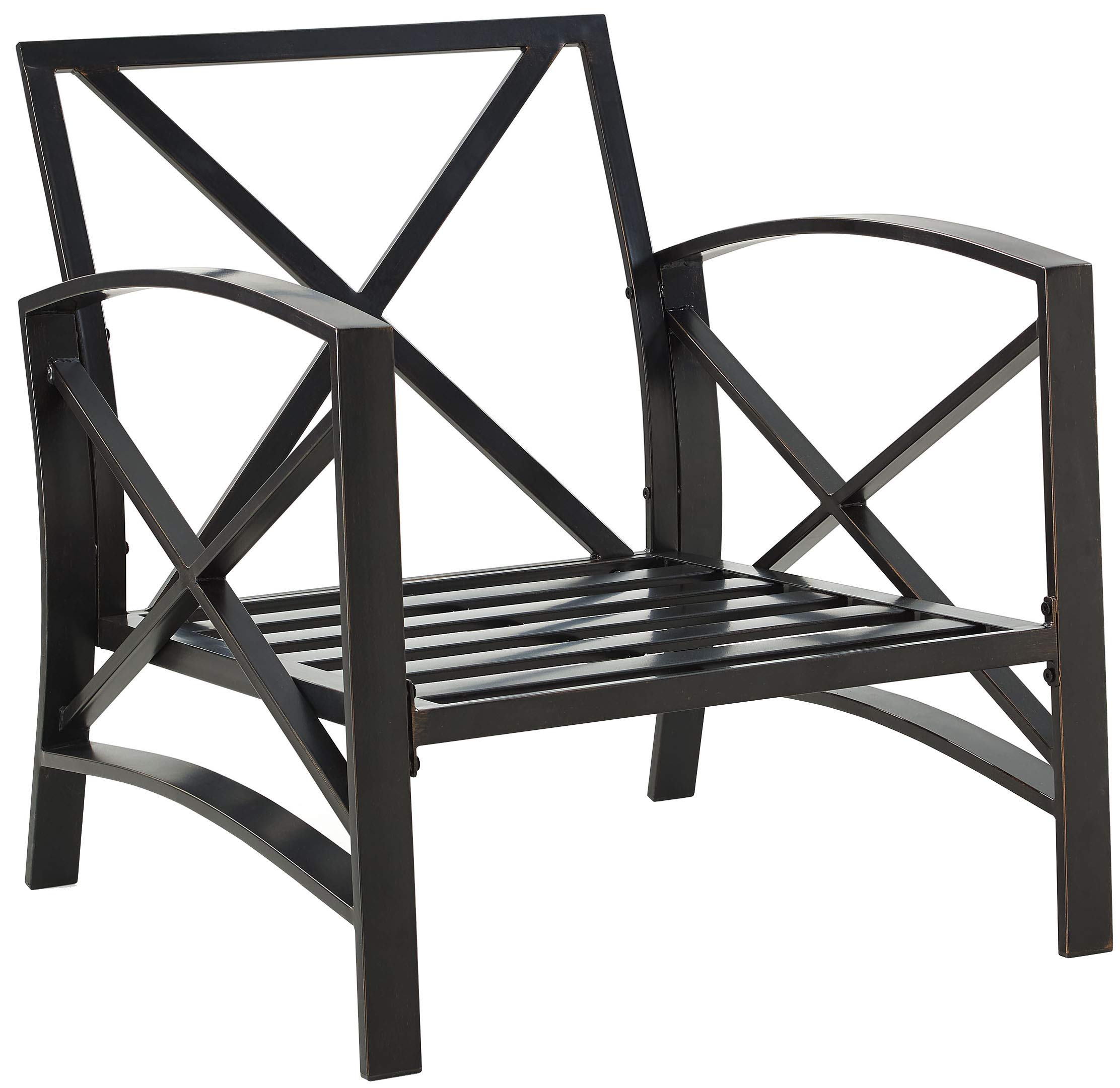 Crosley Furniture Kaplan Outdoor Patio Chair - Oiled Bronze Finish with Mist Cushions - Perfect for Conversation Sets, Porch, Deck, Balcony, Backyard & Garden Relaxation