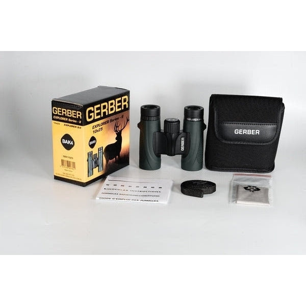 Gerber Explorer Series 2 10X25 BAK4 Binoculars - Compact & Powerful for Hiking, Bird Watching, and Outdoor Adventures