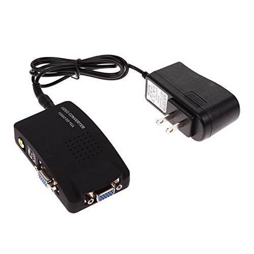 axGear RCA Composite S-Video to VGA Converter Adapter for HDTV, Monitor & Projector - Wide Screen Video Signal Conversion for Home Theater, Gaming & Presentations