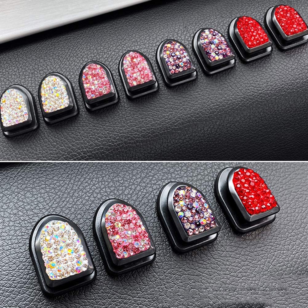 4 Pcs Bling Crystal Car Hooks - Mini Auto Backseat Hangers for Keys, Mask, Purse & Charging Cable - Glitter Car Storage Organizer for Women & Men - Perfect for Sedan, SUV, Truck Interior Accessories - Multi-Functional Dashboard Hooks for Everyday Essentials