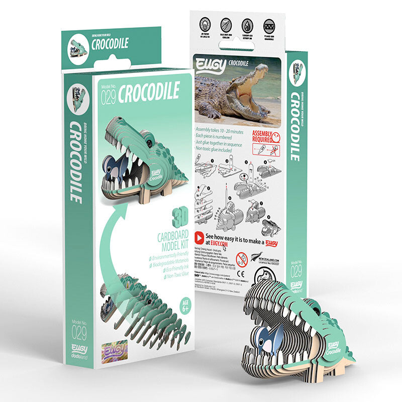 Eugy 3D Cardboard Model Kit - Build Your Own Crocodile DIY Puzzle for Kids & Adults | Fun Educational STEM Toy for Home Decor, School Projects & Creative Play