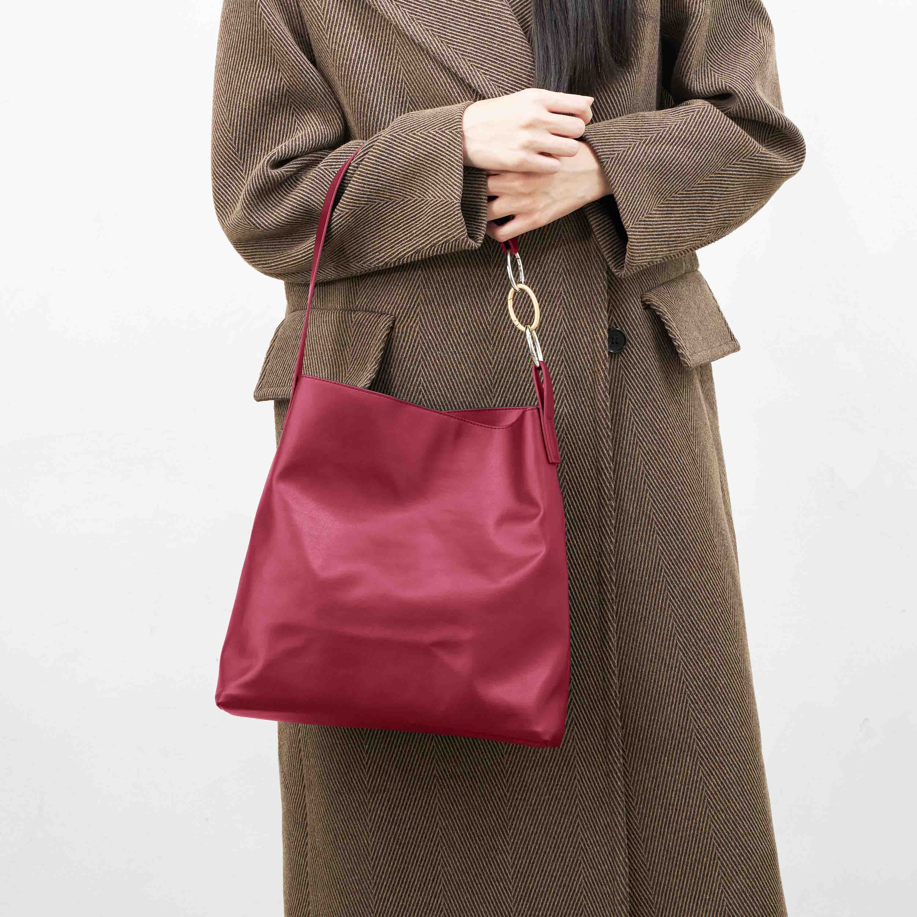 Oleatex Vegan Olive Leather Tote Bag - Cherry Red | Eco-Friendly, Durable & Stylish | Perfect for Work, Travel & Everyday Use