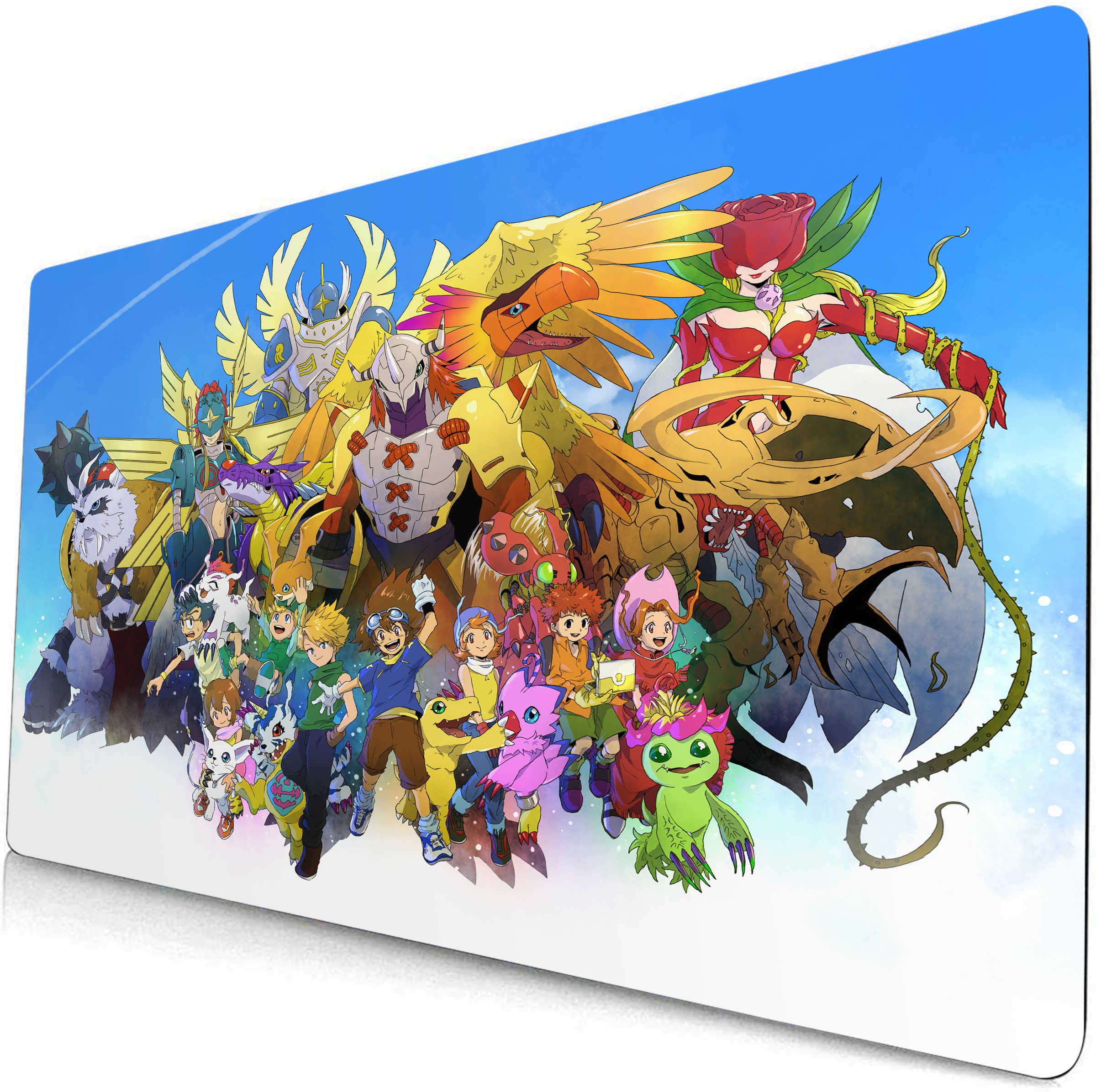Digimon Mouse Pad Large Gaming Desk Mat - 35.4x15.7 Inch (90x40cm) Non-Slip Keyboard Pad for Computer, Office & Anime Gaming Setup | Perfect for Digimon Adventure Fans & Digital Monster Enthusiasts