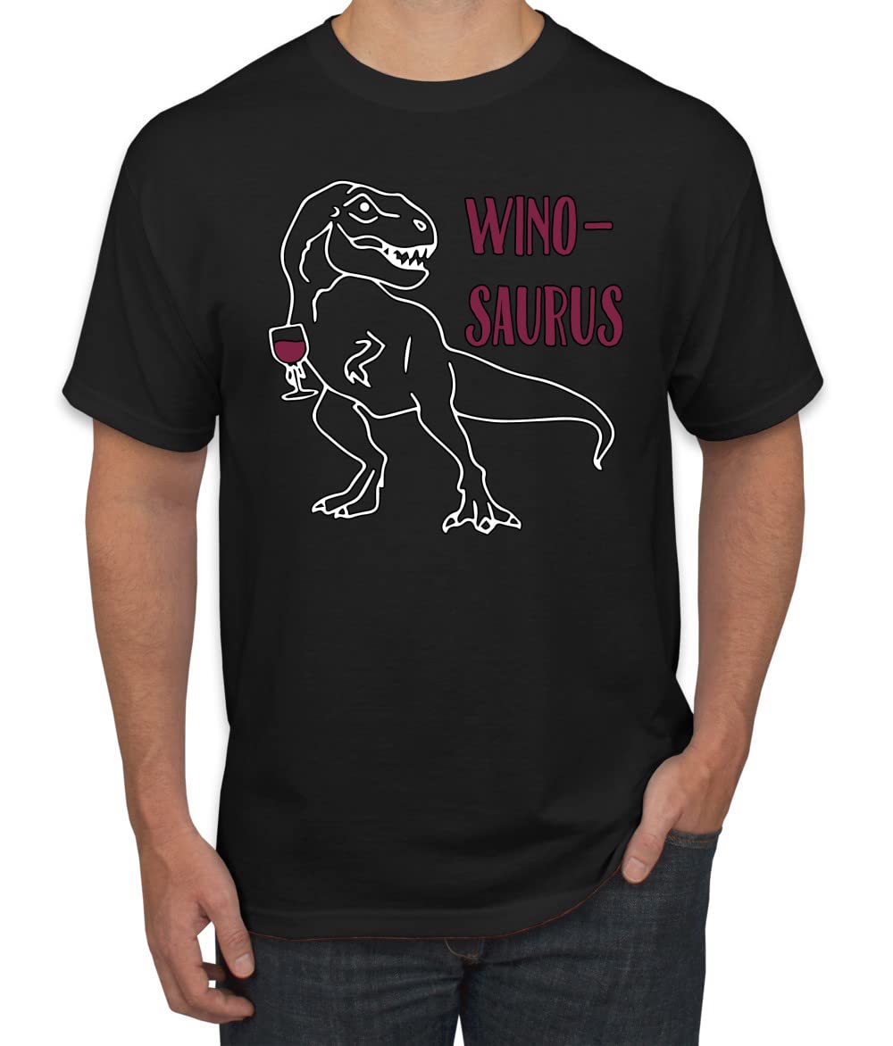 Funny Wine Dinosaur Pun Graphic T-Shirt for Men | Dino Drinking Joke Tee | Perfect for Wine Lovers & Dinosaur Fans | Great for Parties, Gifts & Casual Wear