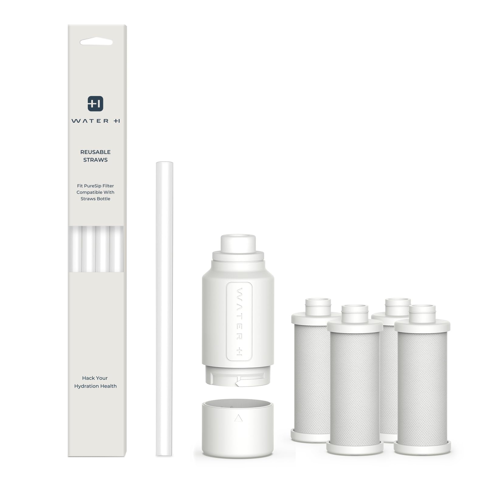 WATERH PureSip Adapt Water Bottle Straw Replacement and Filter Kit - 4 Filters + 5 Straws - Compatible with WATERH Vita, Simple Modern, Owala, Stanley, Hydro Flask Stainless Steel Tumblers - Perfect for Travel, Gym, Hiking, and Outdoor Activities