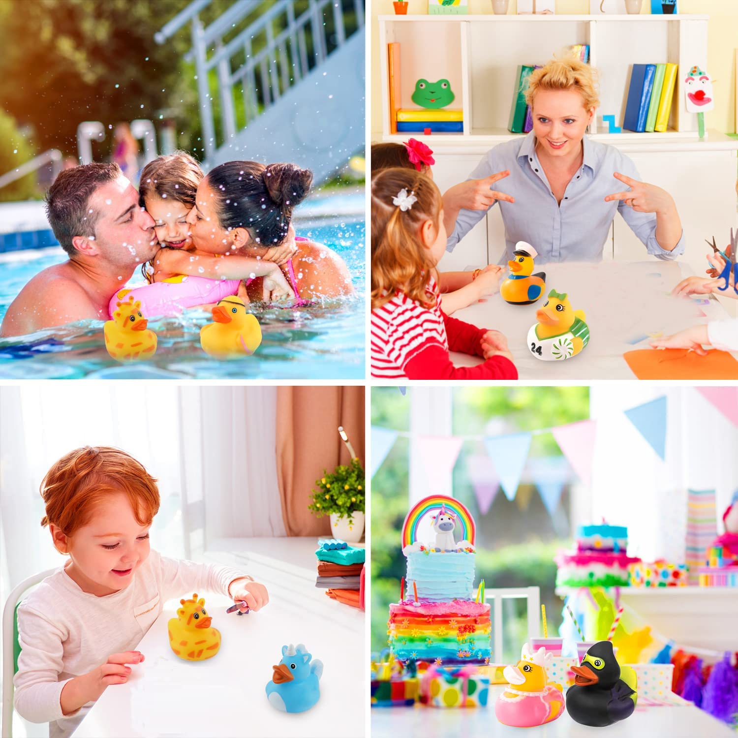 12 Pack Rubber Duck Bath Toys - Cute Rubber Ducks for Kids, Baby Showers, Birthday Parties | Perfect for Bathtime, Classroom Rewards, Pool & Beach Fun | BPA-Free Bathing Toys for Toddlers & Infants