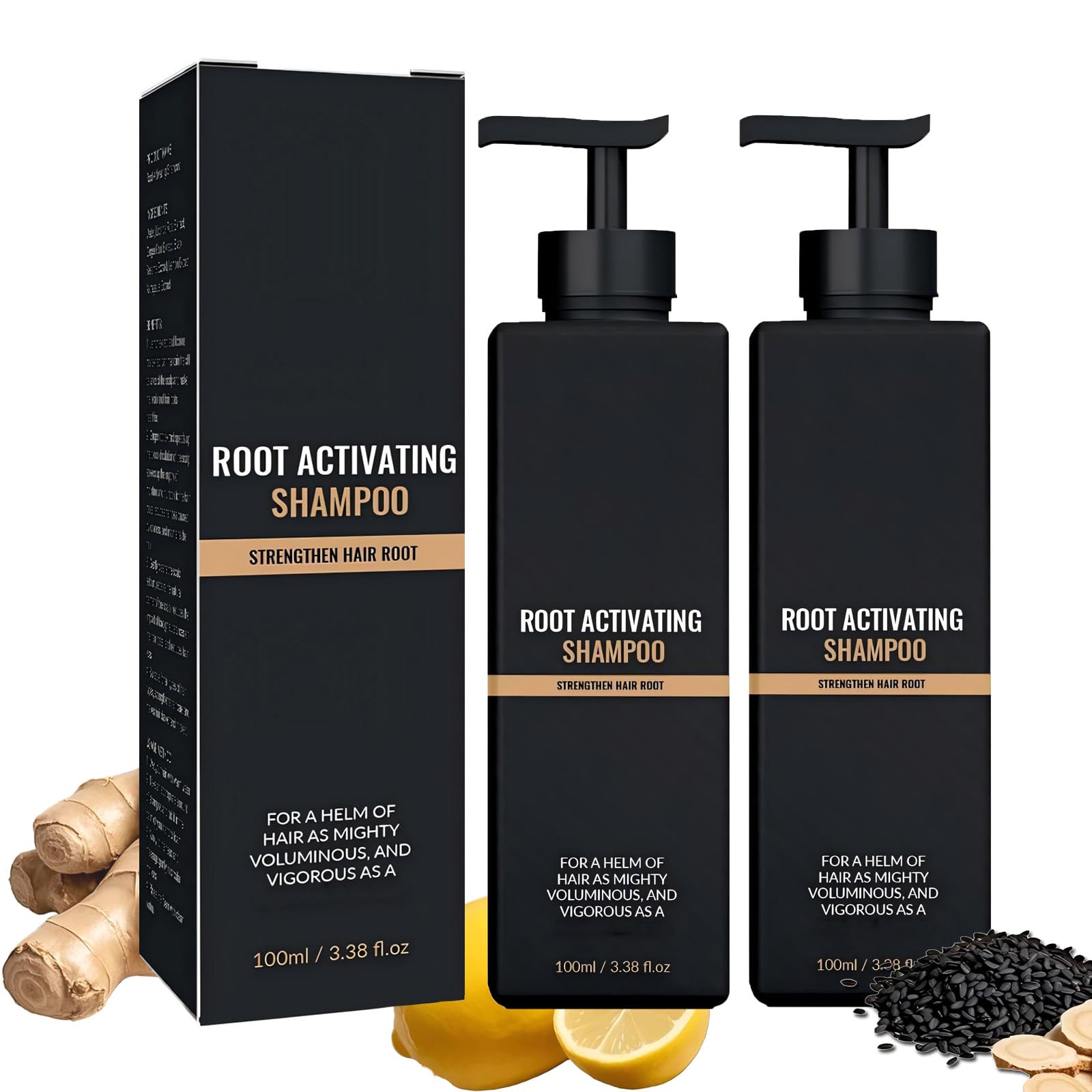 Root Activator Shampoo for Hair Growth & Thickening - Anti Hair Loss Treatment for Men & Women - Gray Hair Regrowth Conditioner - Strengthening Shampoo Soap (2 x 100ml) - Perfect for Daily Hair Care & Scalp Nourishment