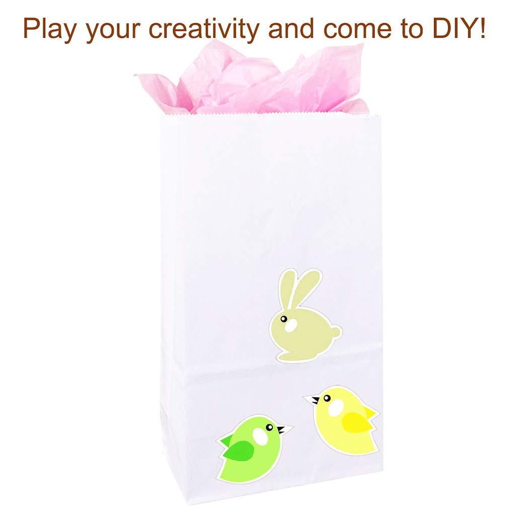 KEYYOOMY 50-Pack White Small Paper Bags - 4.7 x 2.4 x 8.7 Inch Bright Color Party Favor Bags, Lunch Bags & Goodie Bags for Birthday, Wedding, Baby Shower & Holiday Gift Wrapping