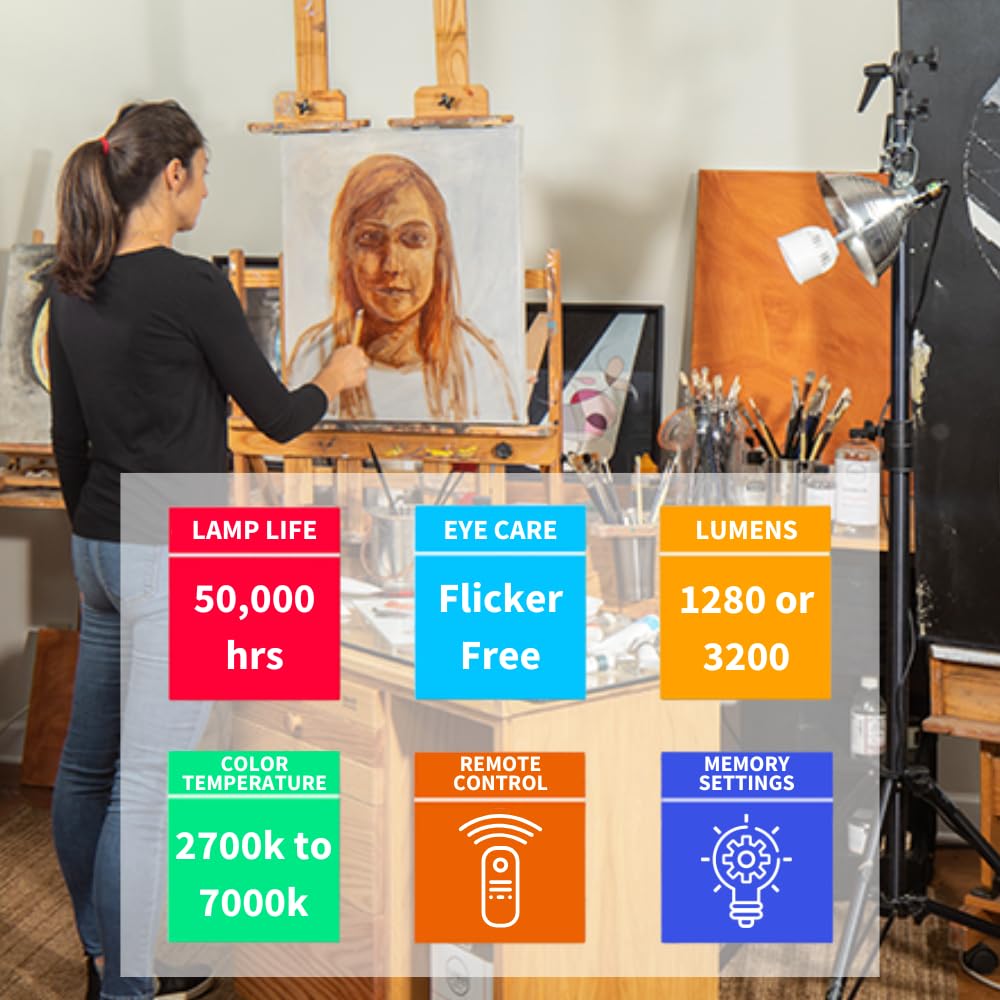 Method Lights Art Studio LED Light Bulb - 11 Color Temperature Settings with Remote Control, Dimmer & Timer - 1260 Lumens for Painting, Art Display & Home Lighting - 6 Pack (Perfect for Artists, Photographers & Creative Workspaces)