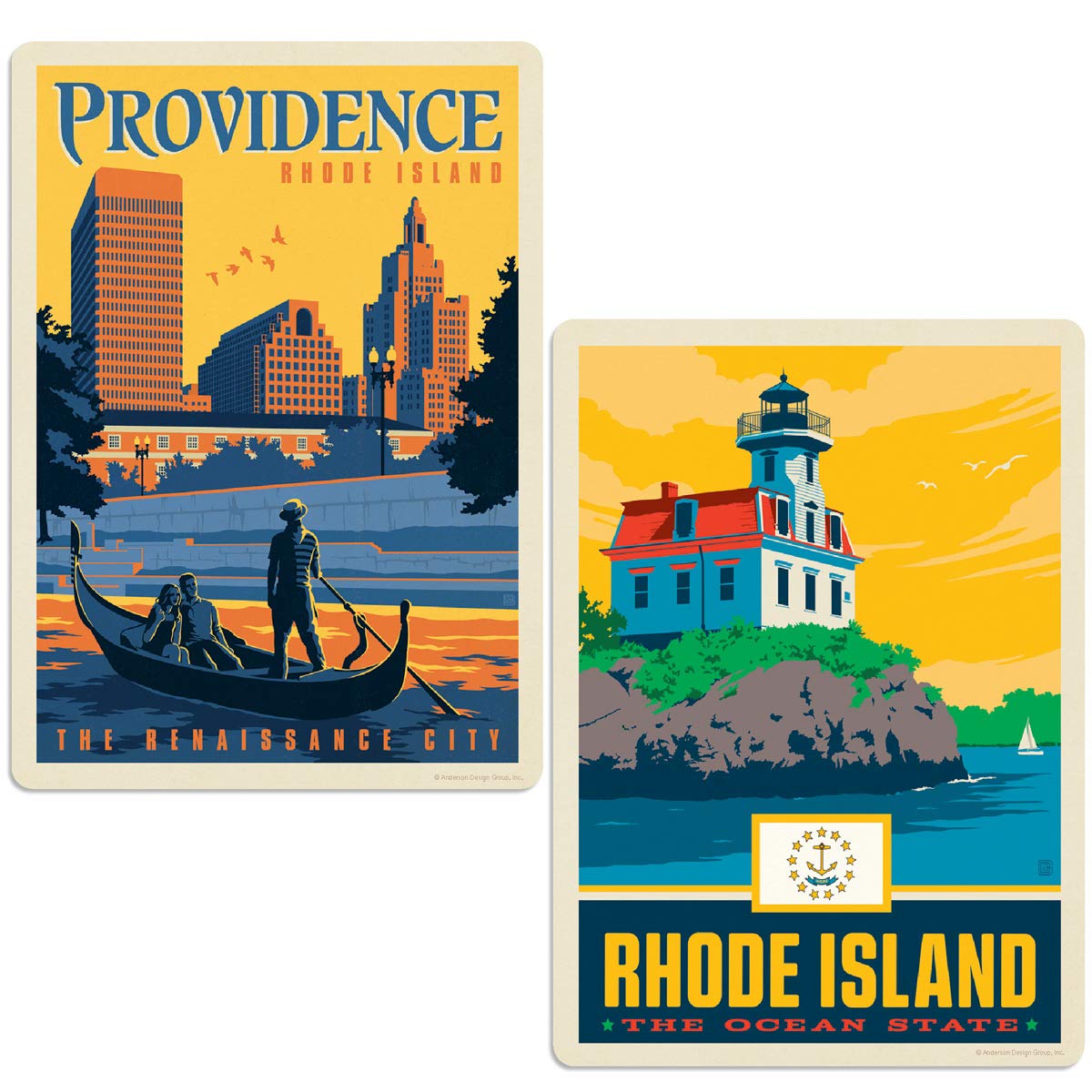 Providence Rhode Island Renaissance City Sticker Set of 2 - Waterproof Vinyl Decals for Laptops, Water Bottles & Travel Accessories